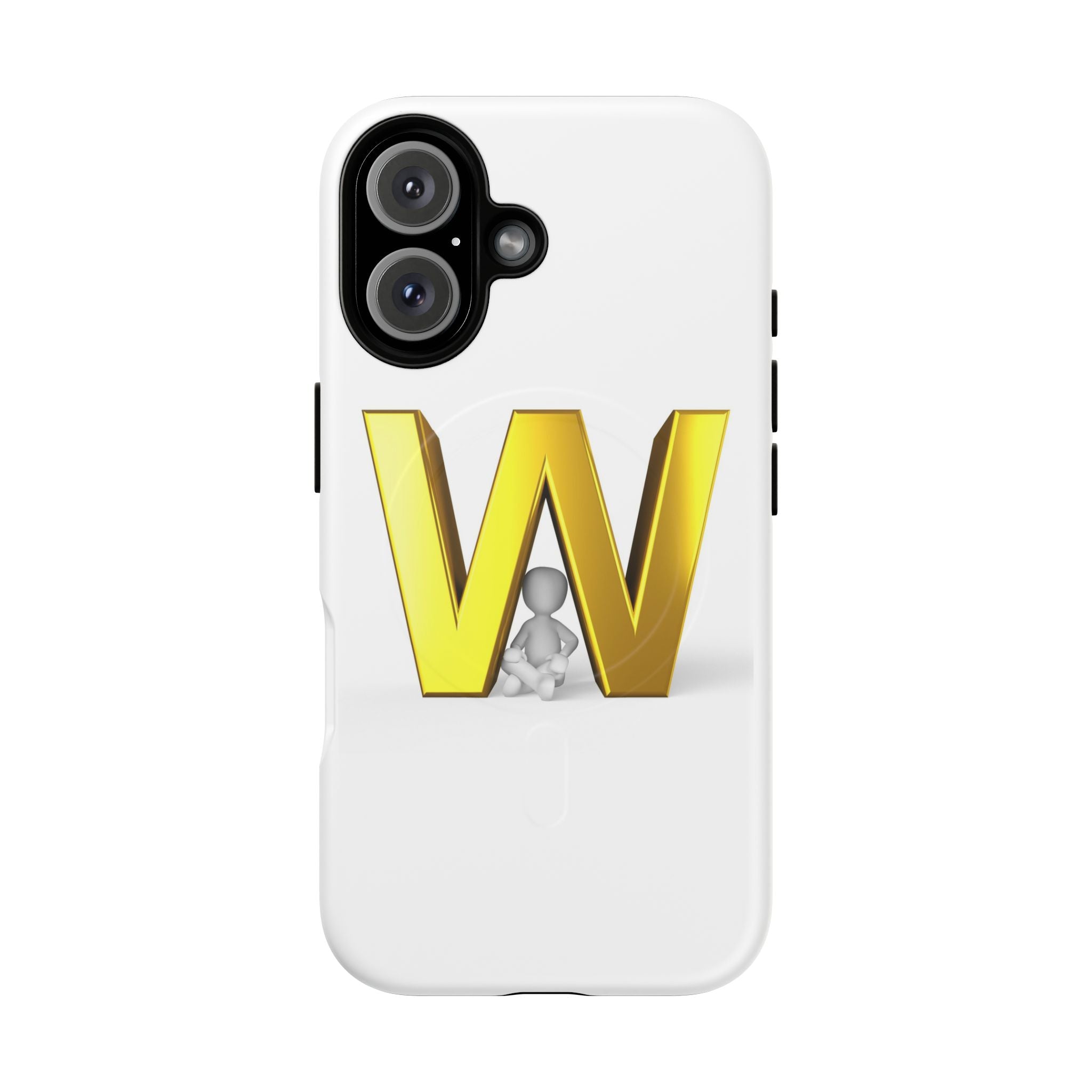 Coque de téléphone à monogramme lettre W or | Coque magnétique résistante