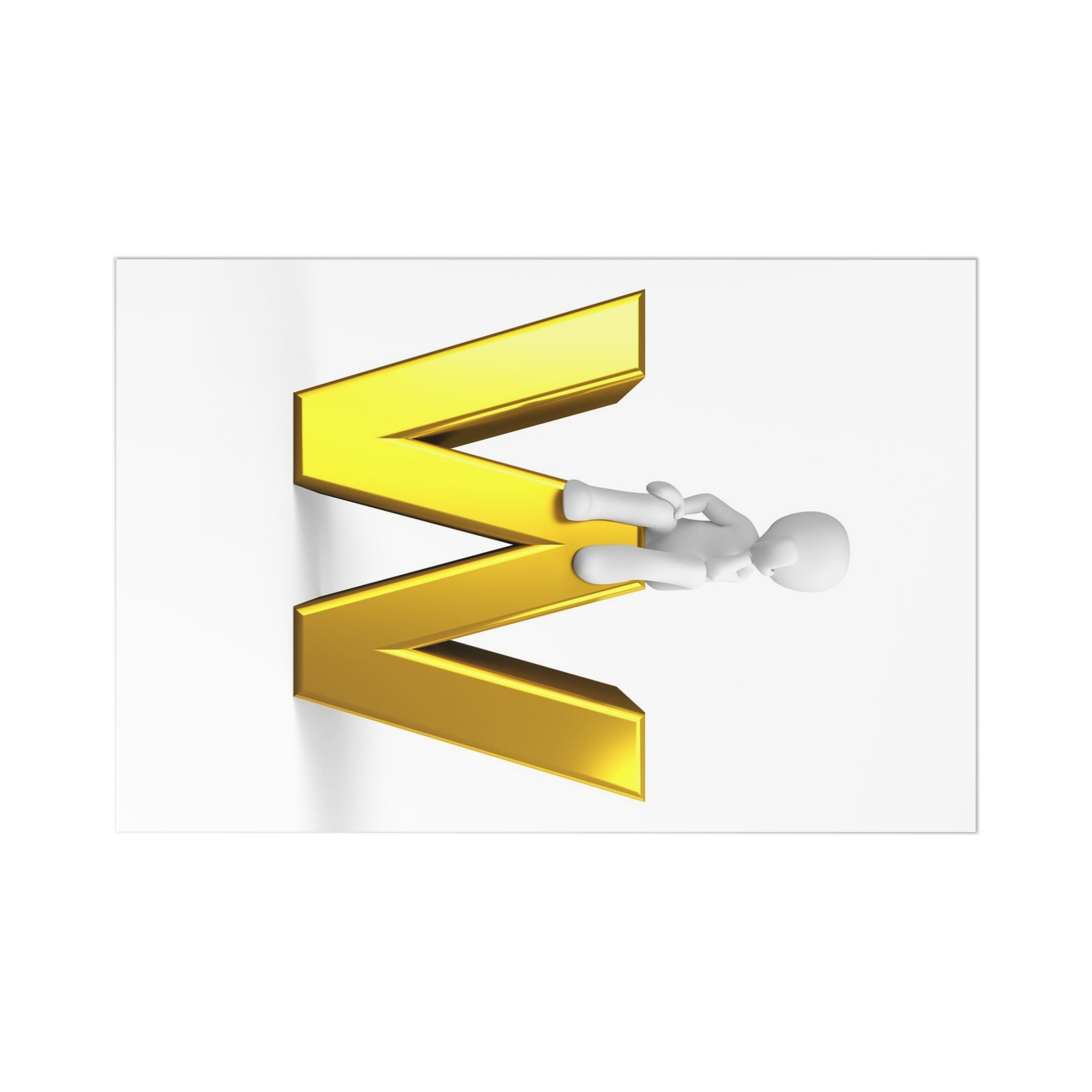Gold Letter W with Figure Postcards | Alphabet Initial Postcard Set (7 pcs)