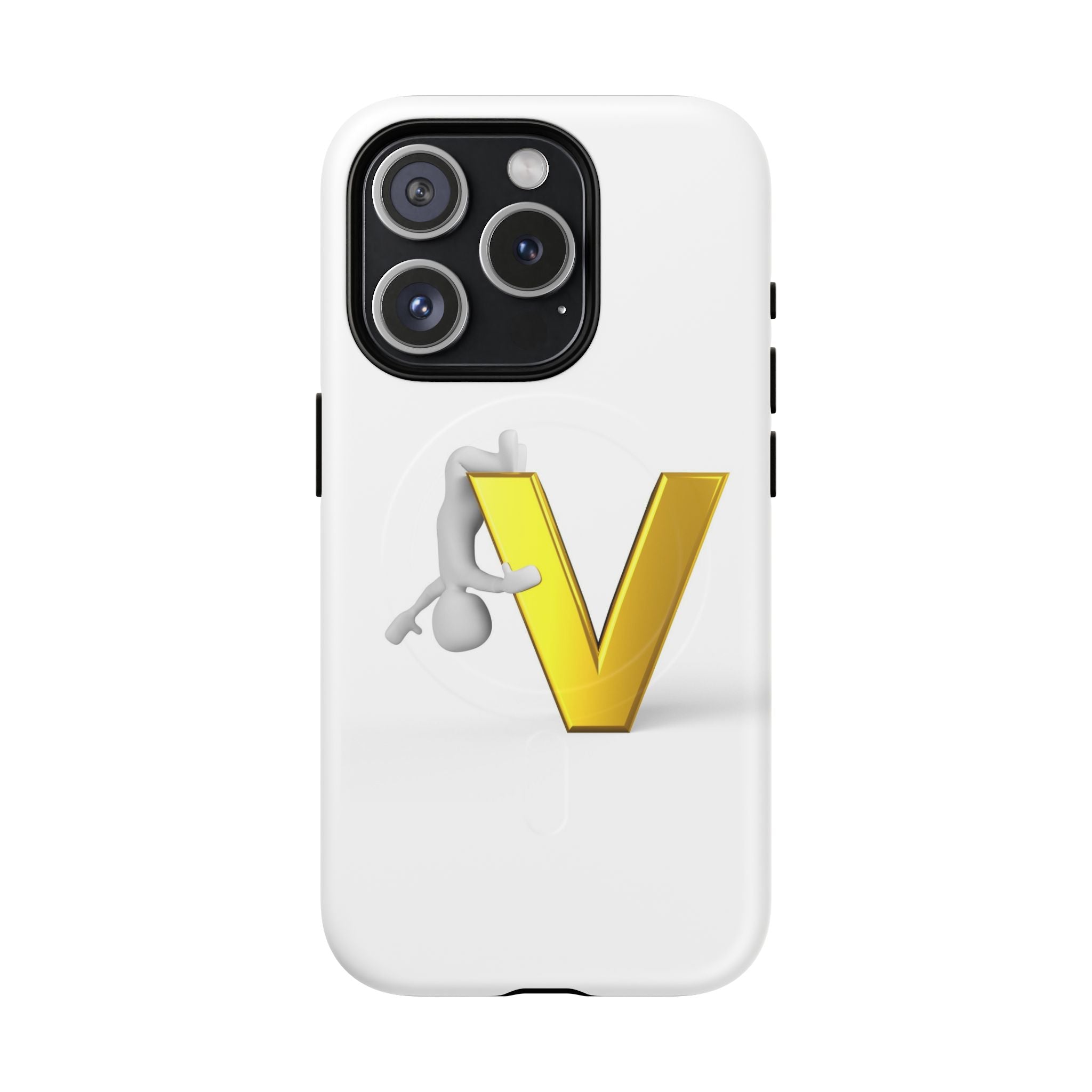 Coque de téléphone aimantée résistante 3D lettre V jaune | Coque iPhone Monogramme V