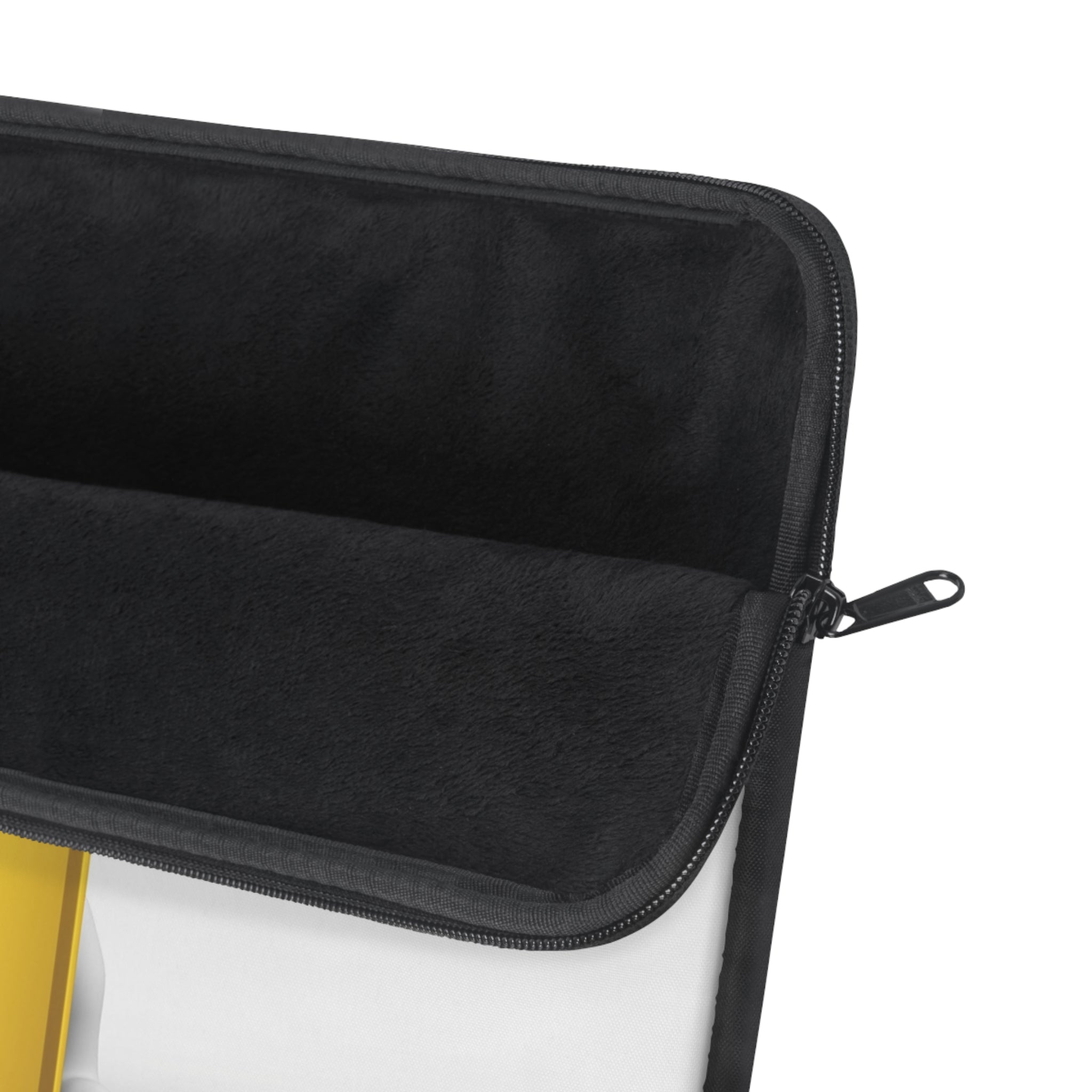 3D Character Peeking Behind Gold Letter i Laptop Sleeve | Minimalist Tech Case