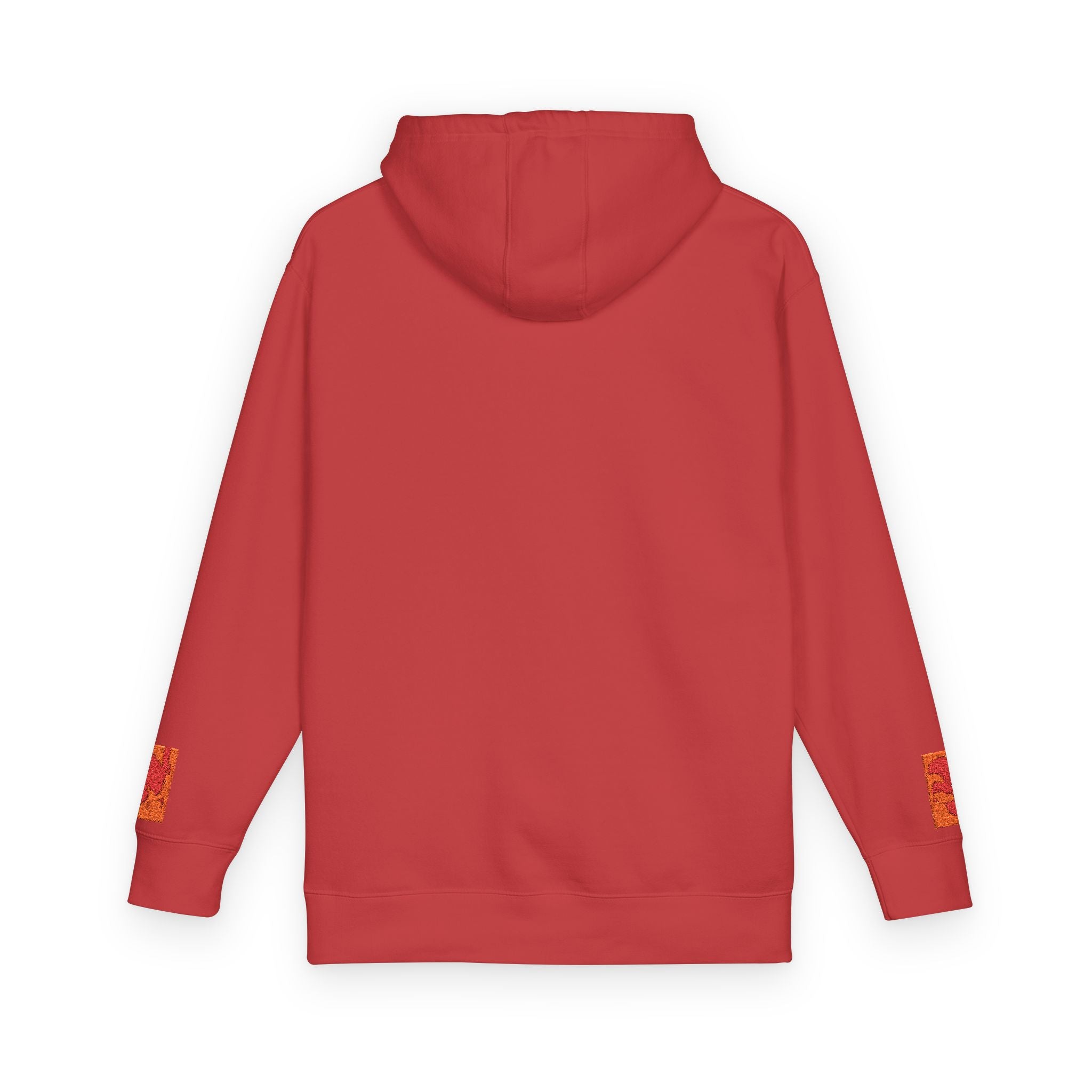 Orange Phoenix Pixel Art Hoodie | Square Chest & Sleeve Patch