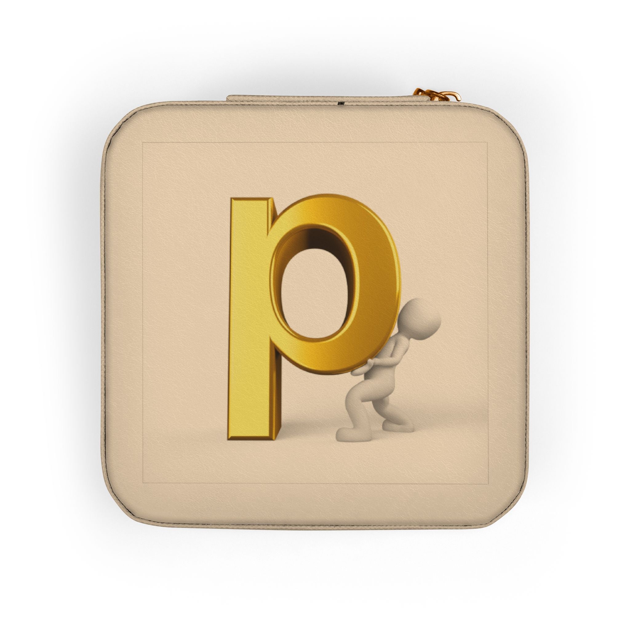 Gold Letter P Monogram Jewelry Travel Case | Compact Pink Organizer