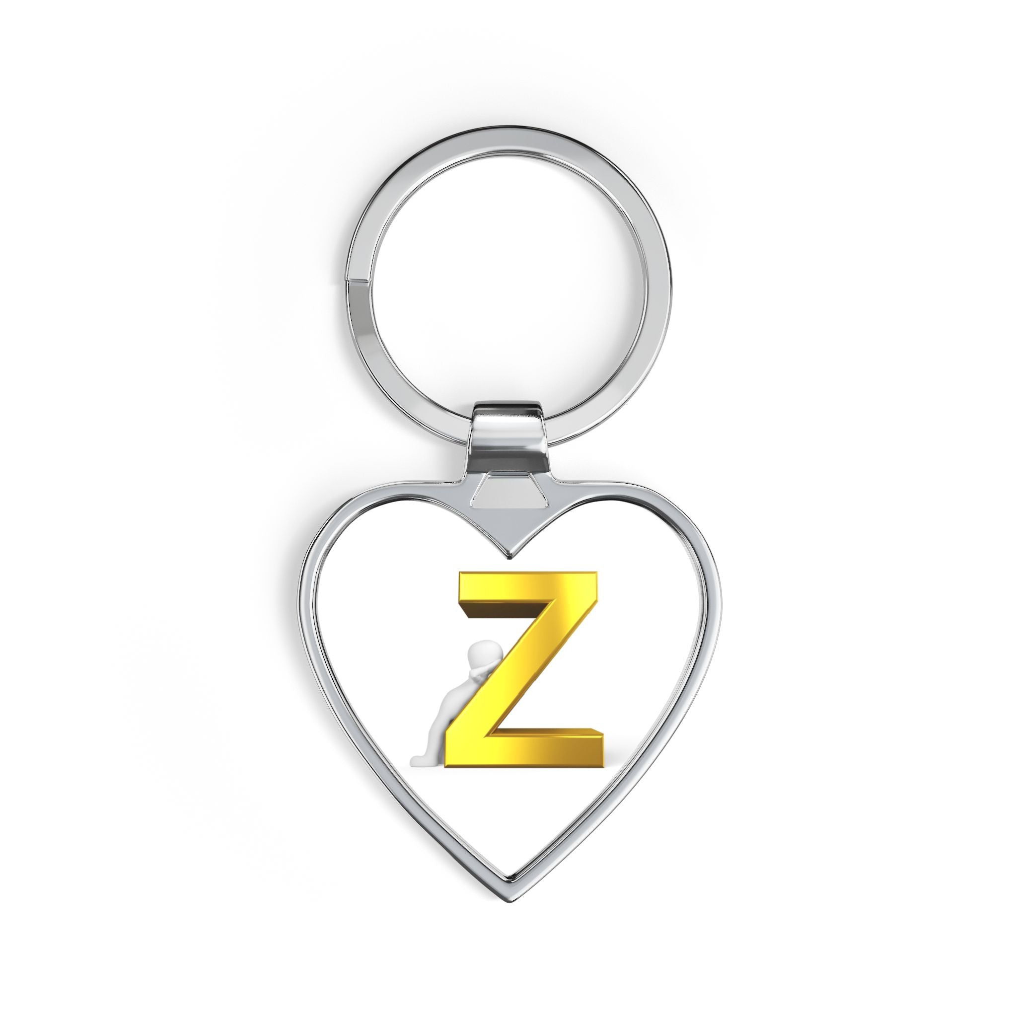 Gold Z Monogram Heart Keychain | Initial Keyring, Personalized Letter Z