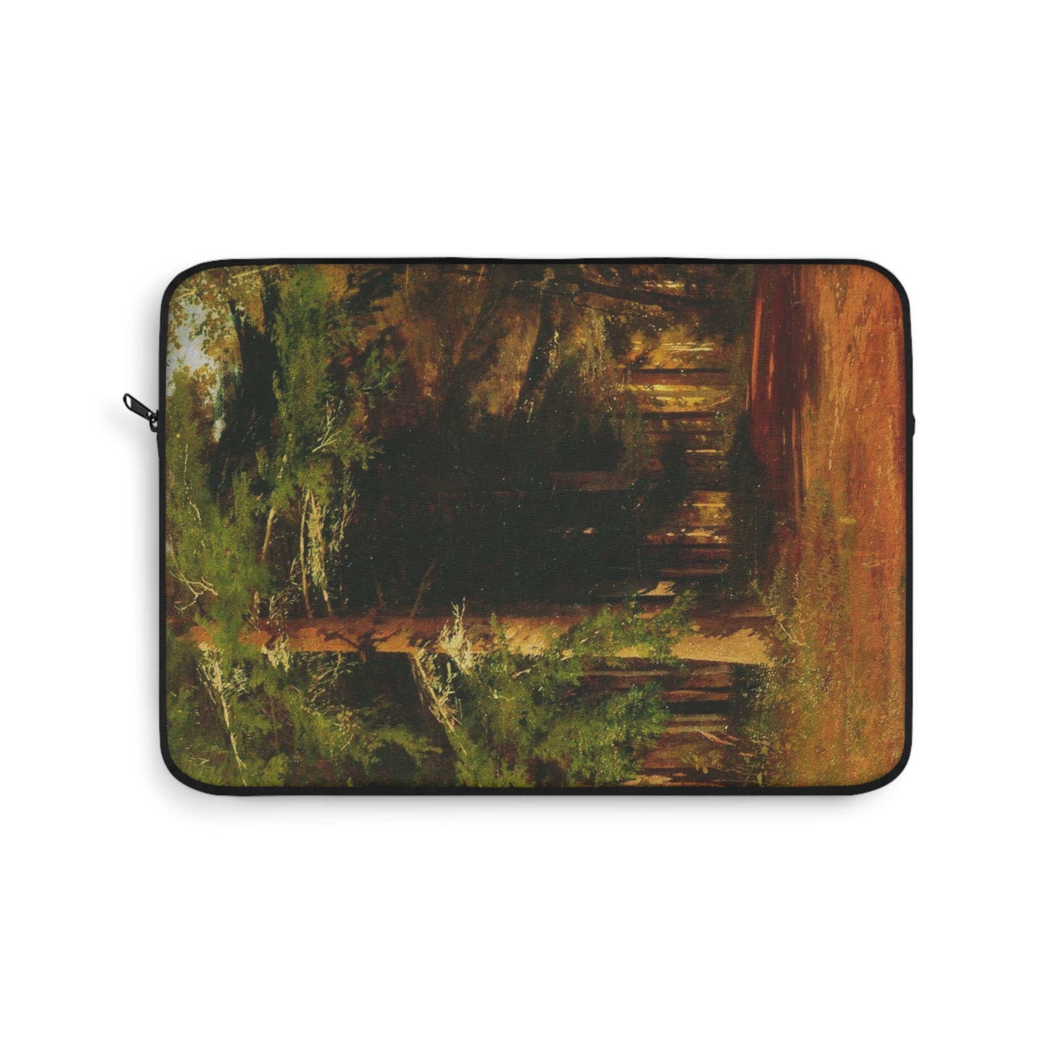 Housse d'ordinateur portable motif chemin de forêt | Art paysager d'arbres des bois