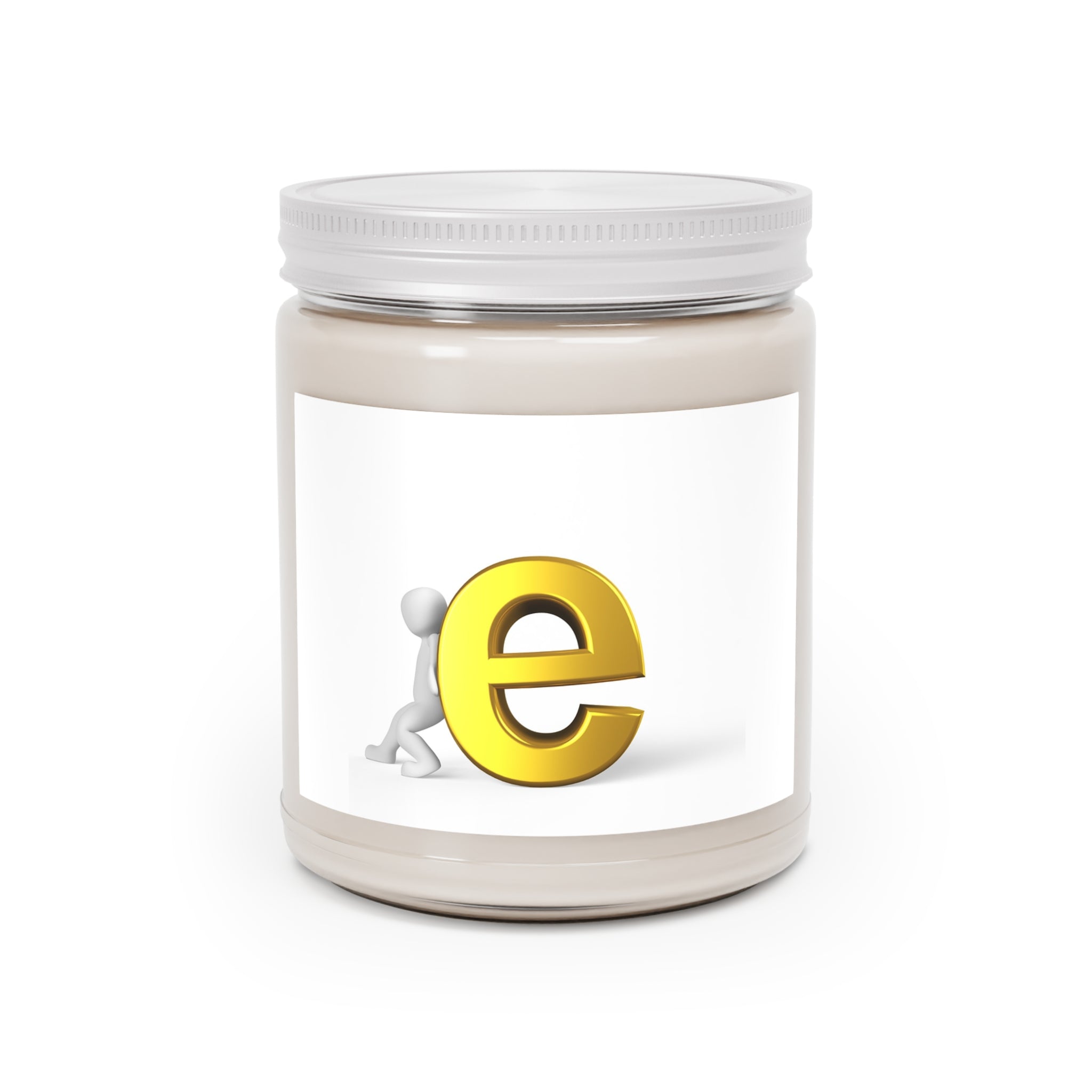 Bougie monogramme lettre E dorée Bougie de soja | Pot de 255 g avec couvercle blanc