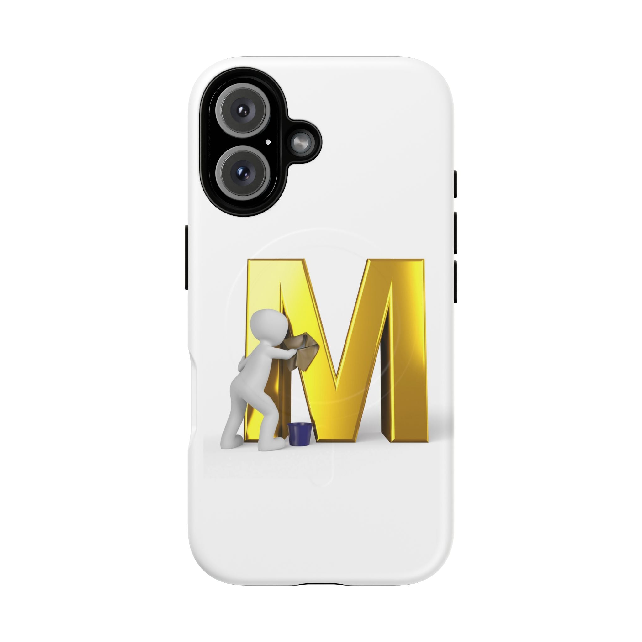 Coque de téléphone aimantée et robuste avec lettre M dorée | Coque magnétique résistante