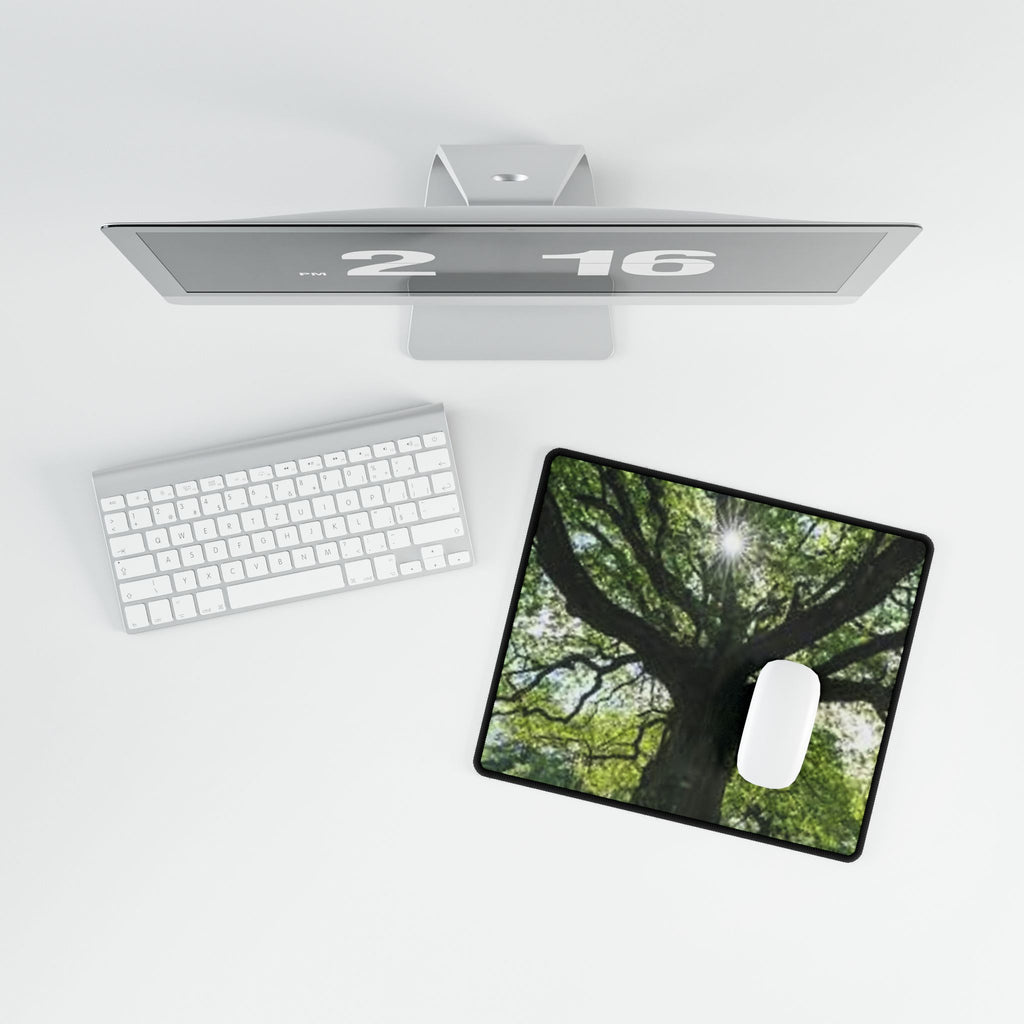 Sunlit Oak Tree Desk Mat | Large Scenic Mouse Pad