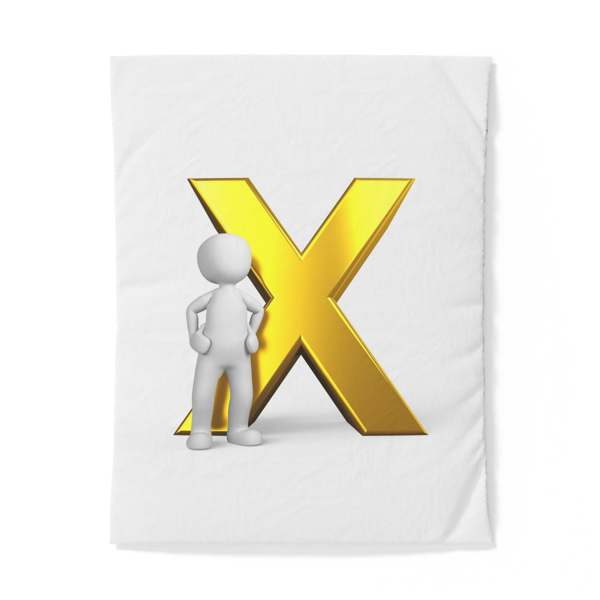 Gold Letter X with 3D Figure Duvet