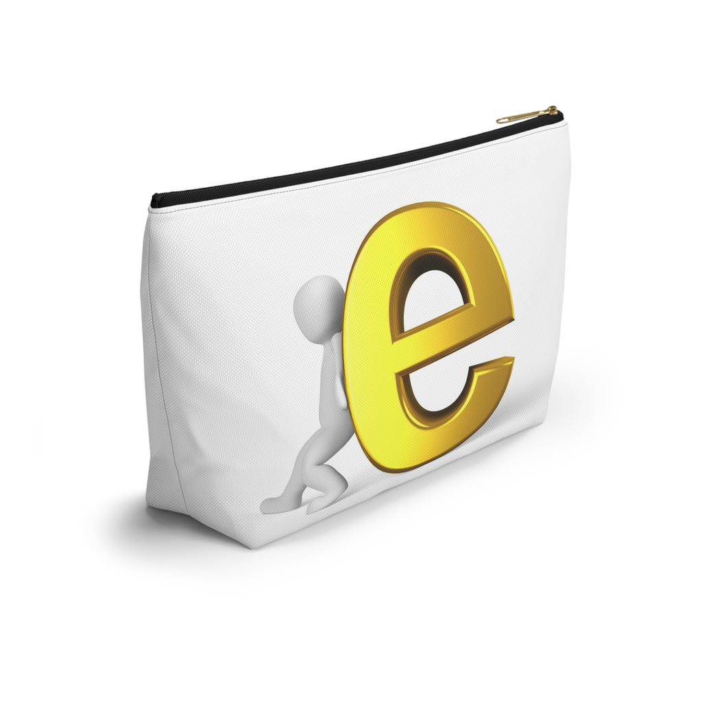 Gold Letter E Graphic Accessory Pouch | T-Bottom Zipper Pouch