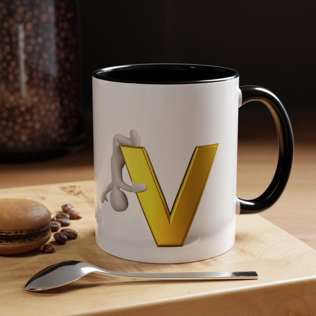 Gold Letter V with Figure Mug | Accent Coffee Mug