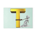 Gold Letter T with Figure Glass Cutting Board | Monogram Initial Kitchen Decor
