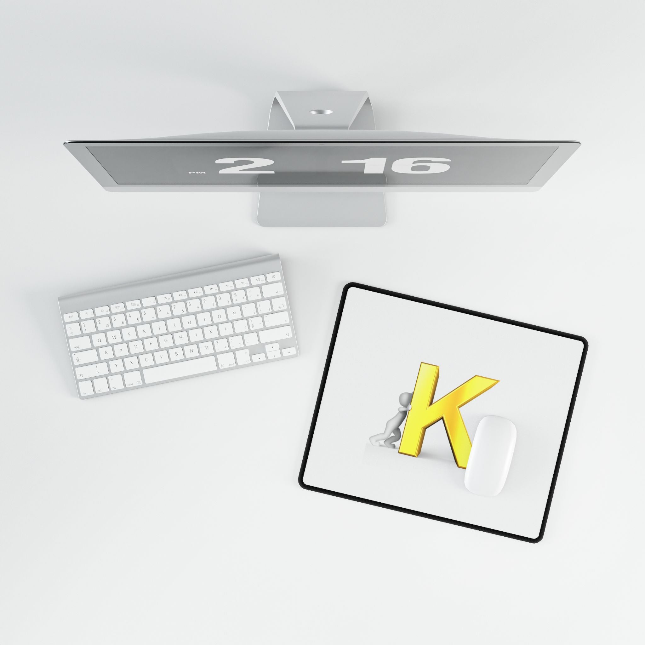 Yellow Letter K Illustration Desk Mat | Monogram Initial Mousepad