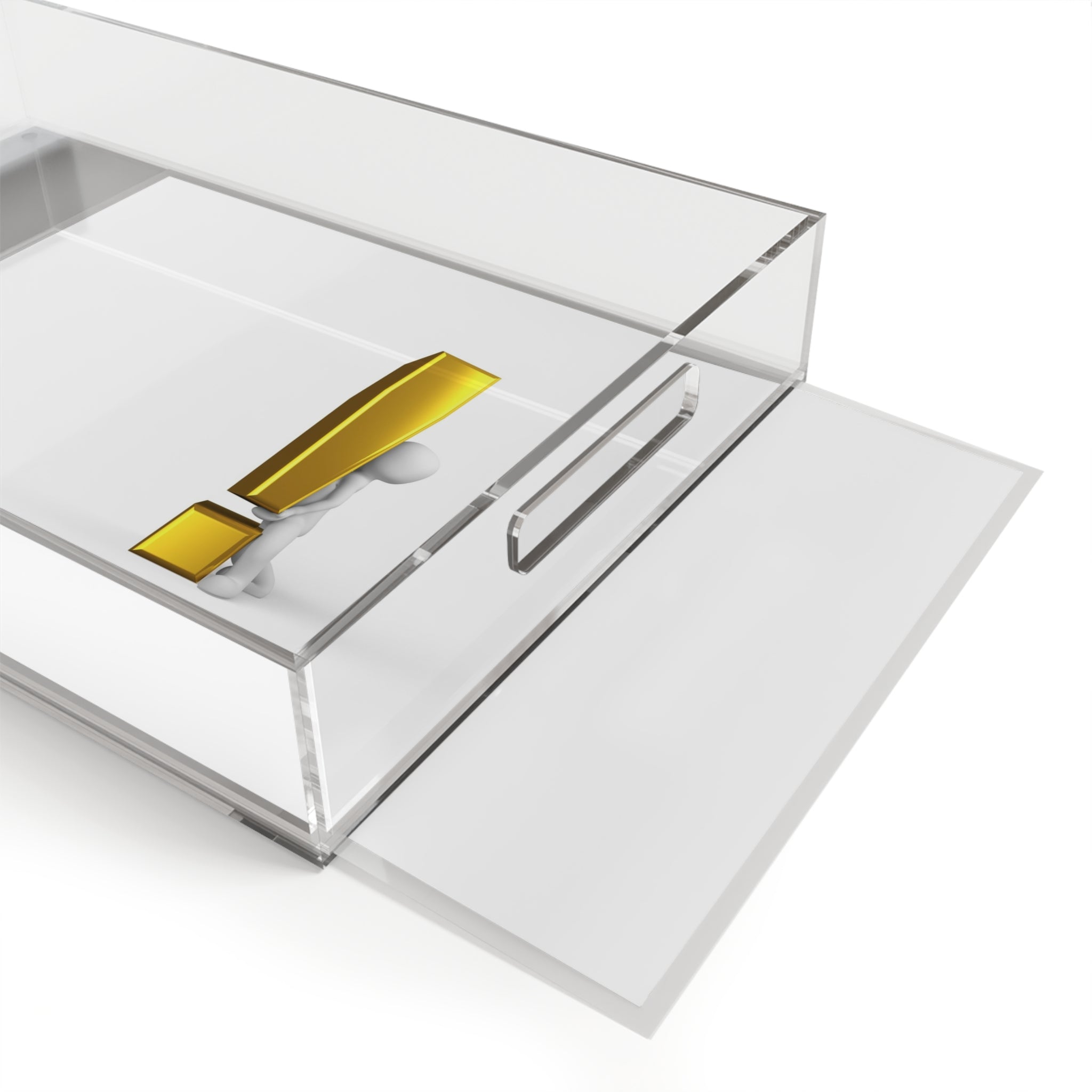Gold Exclamation Mark Figure Acrylic Serving Tray | Modern Minimalist Decor