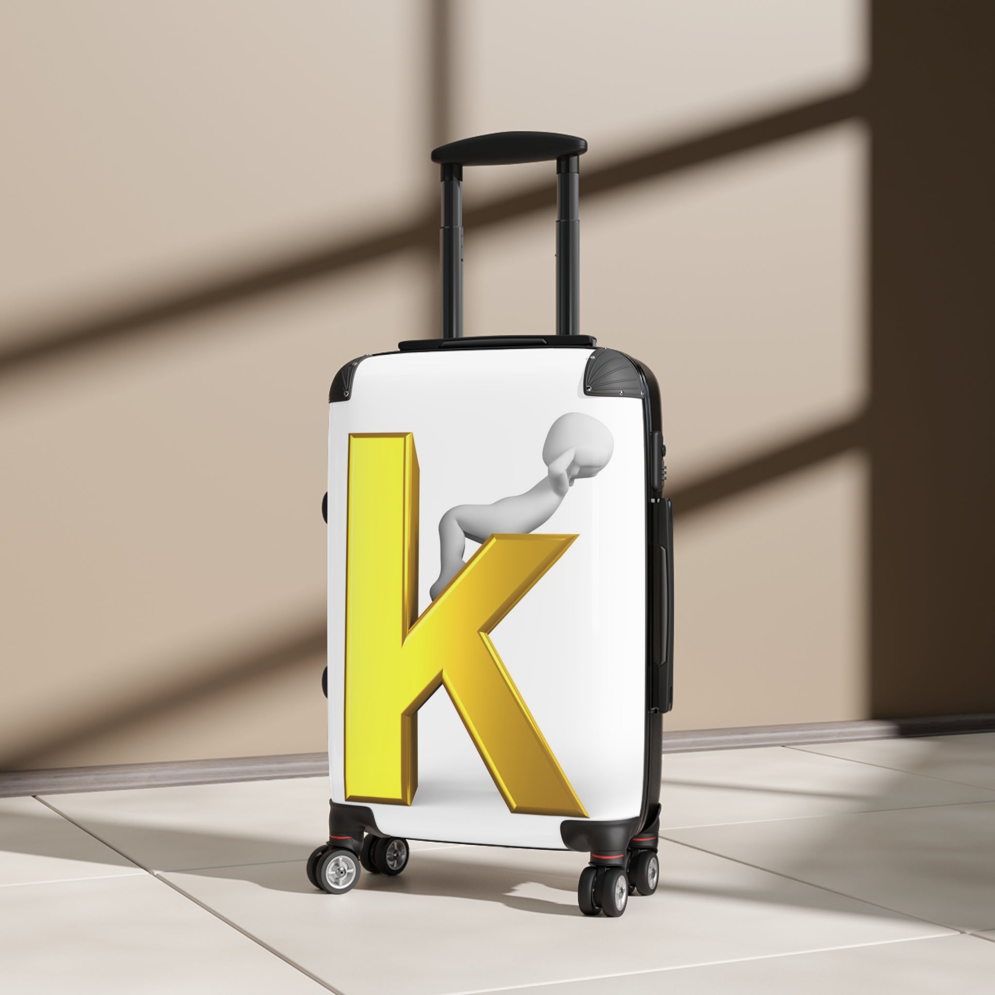 Gold Letter K Monogram Suitcase | Personalized Initial Luggage Cover
