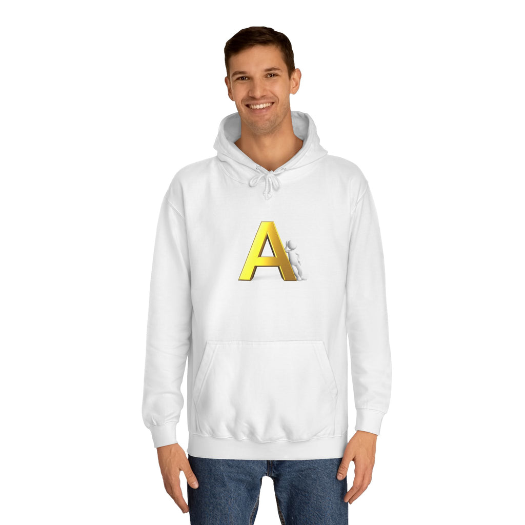 Gold 3D Letter A Hoodie | Monogram Initial A sweatshirt