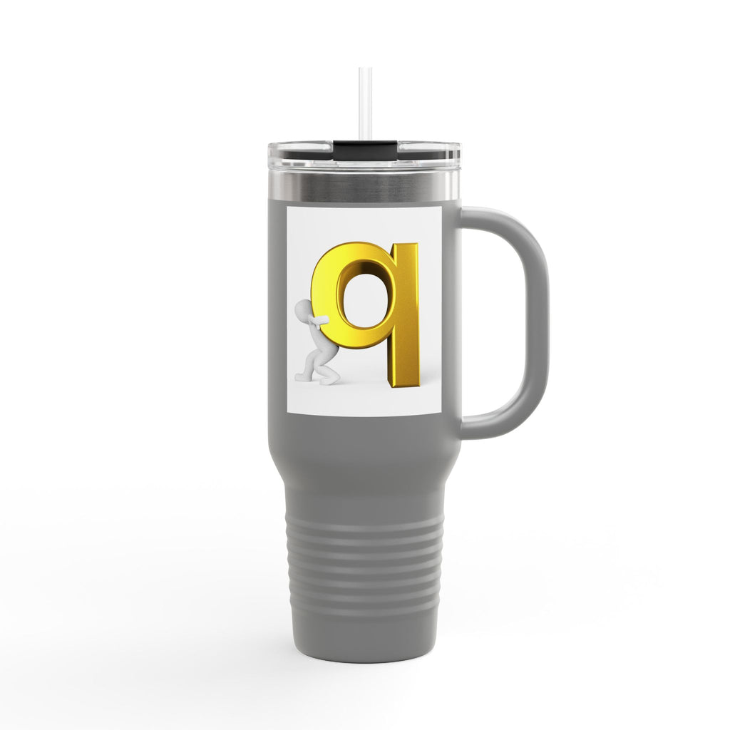 3D Gold Letter Q Illustration Travel Mug | 40oz Insulated Tumbler