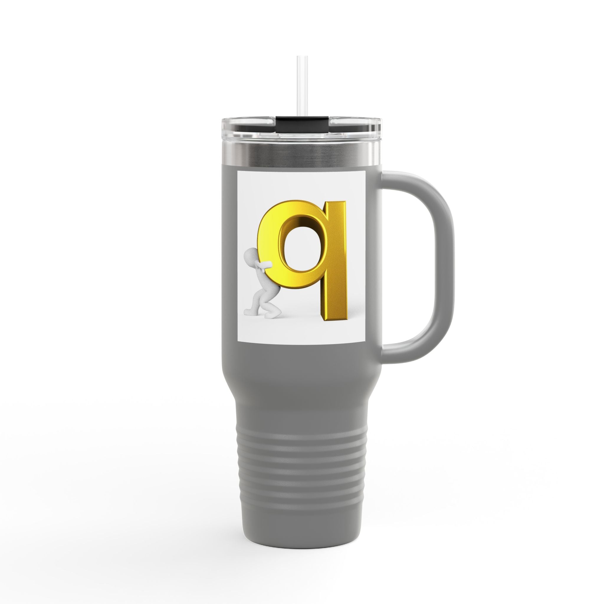 3D Gold Letter Q Illustration Travel Mug | 40oz Insulated Tumbler