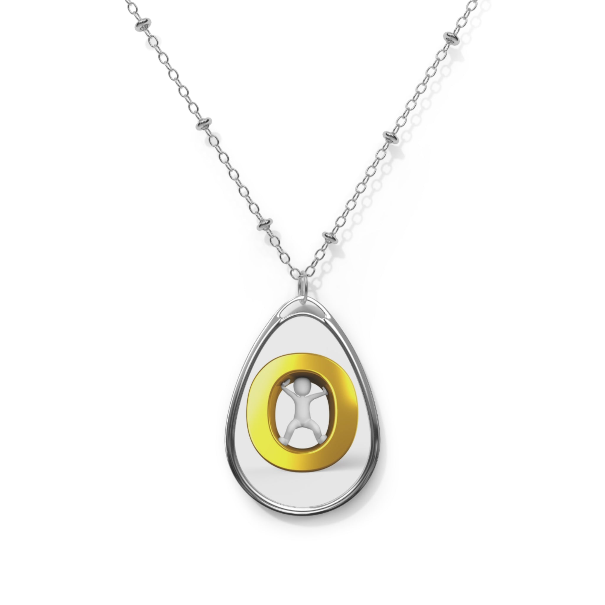 Oval Pendant Necklace — Gold Letter O Necklace