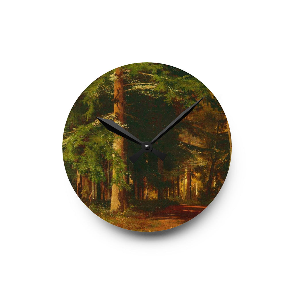 Forest Path Painting Acrylic Wall Clock | Woodland Landscape Wall Clock