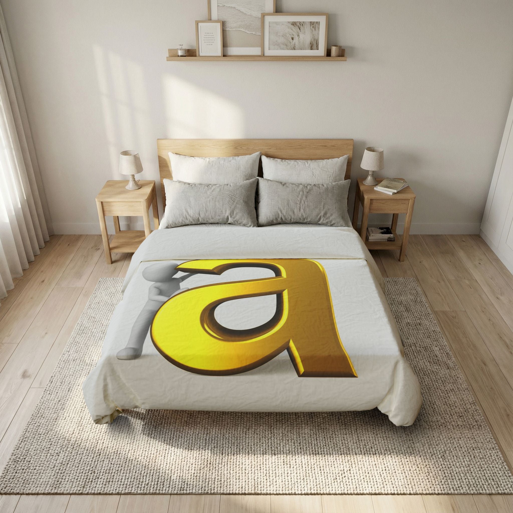 Golden Letter A duvet cover | Alphabet initial bedding