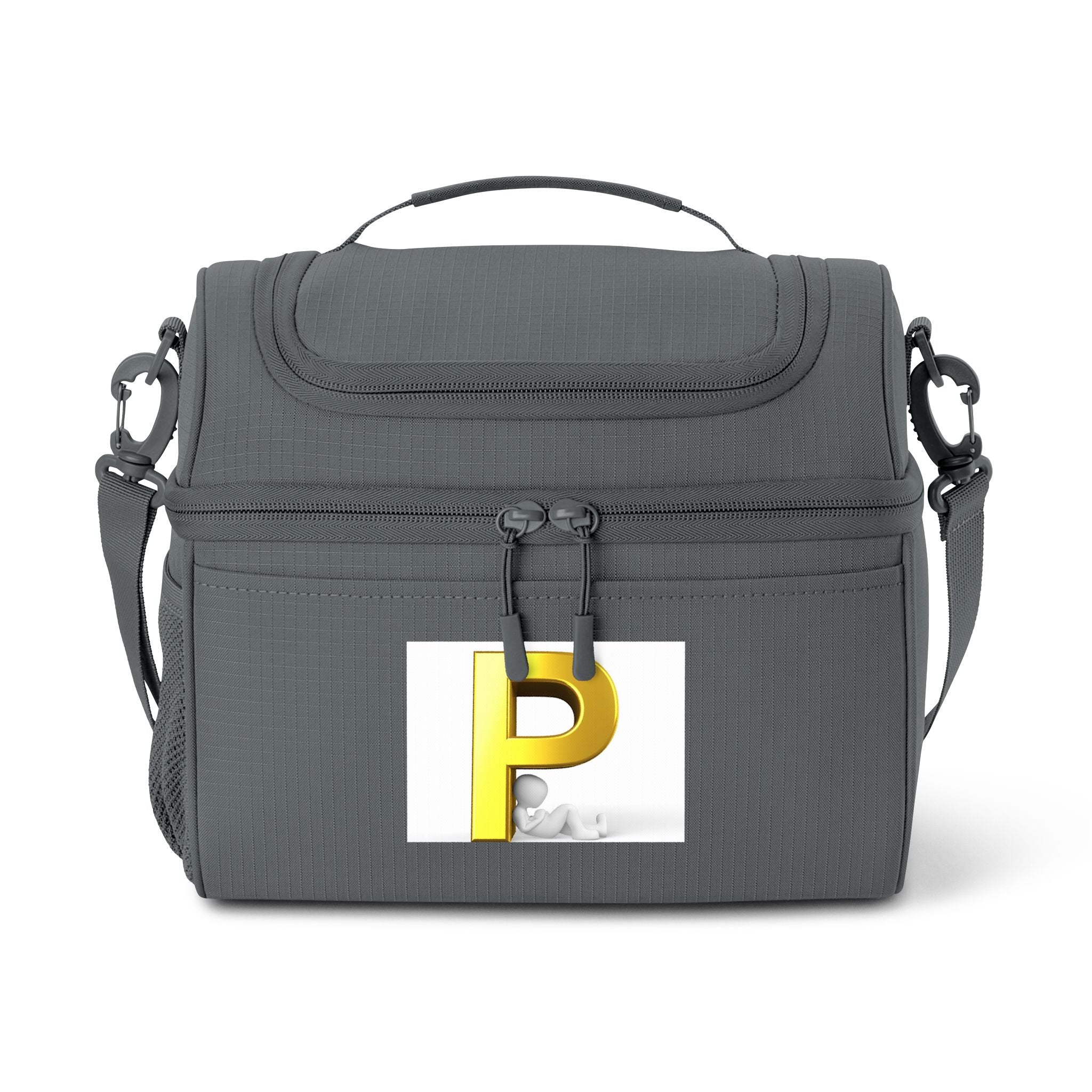 Gold Letter P Cooler Bag | Monogram Initial Insulated Lunch Tote