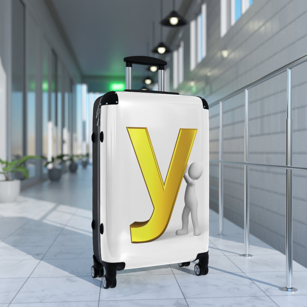 Yellow Letter Y Suitcase | Monogram Luggage with 3D Figure