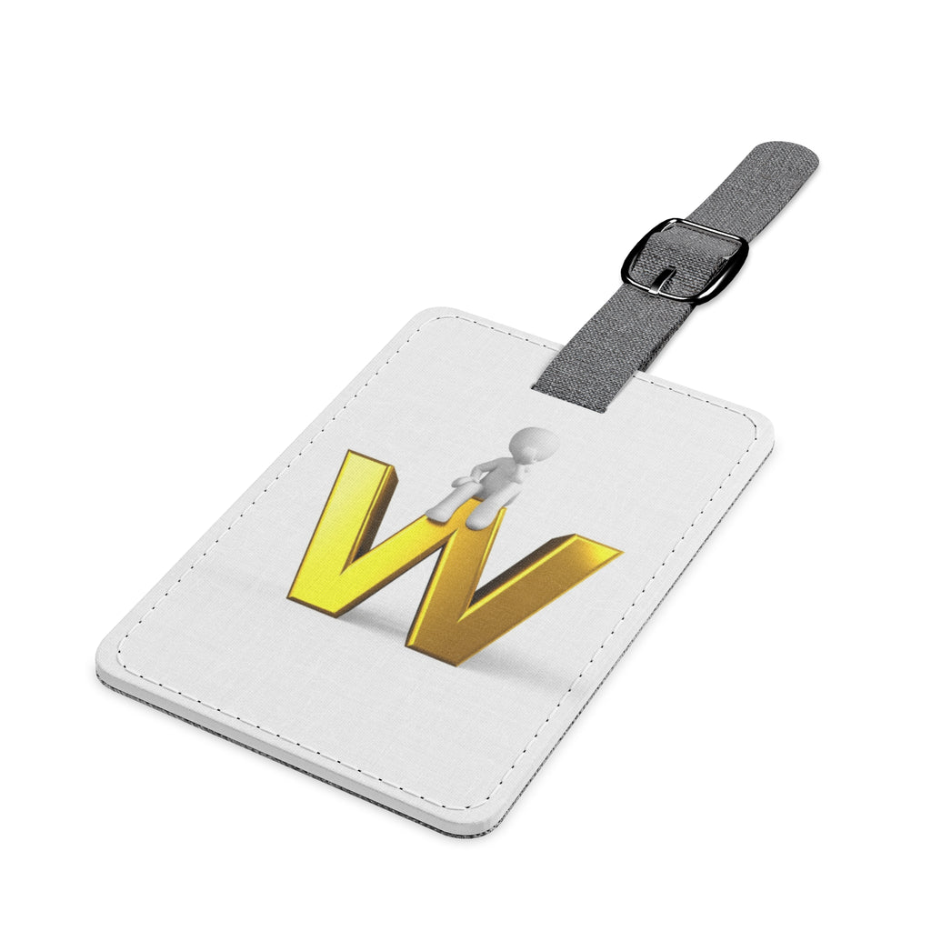 Gold Letter W Monogram Luggage Tag | Saffiano Polyester Rectangle