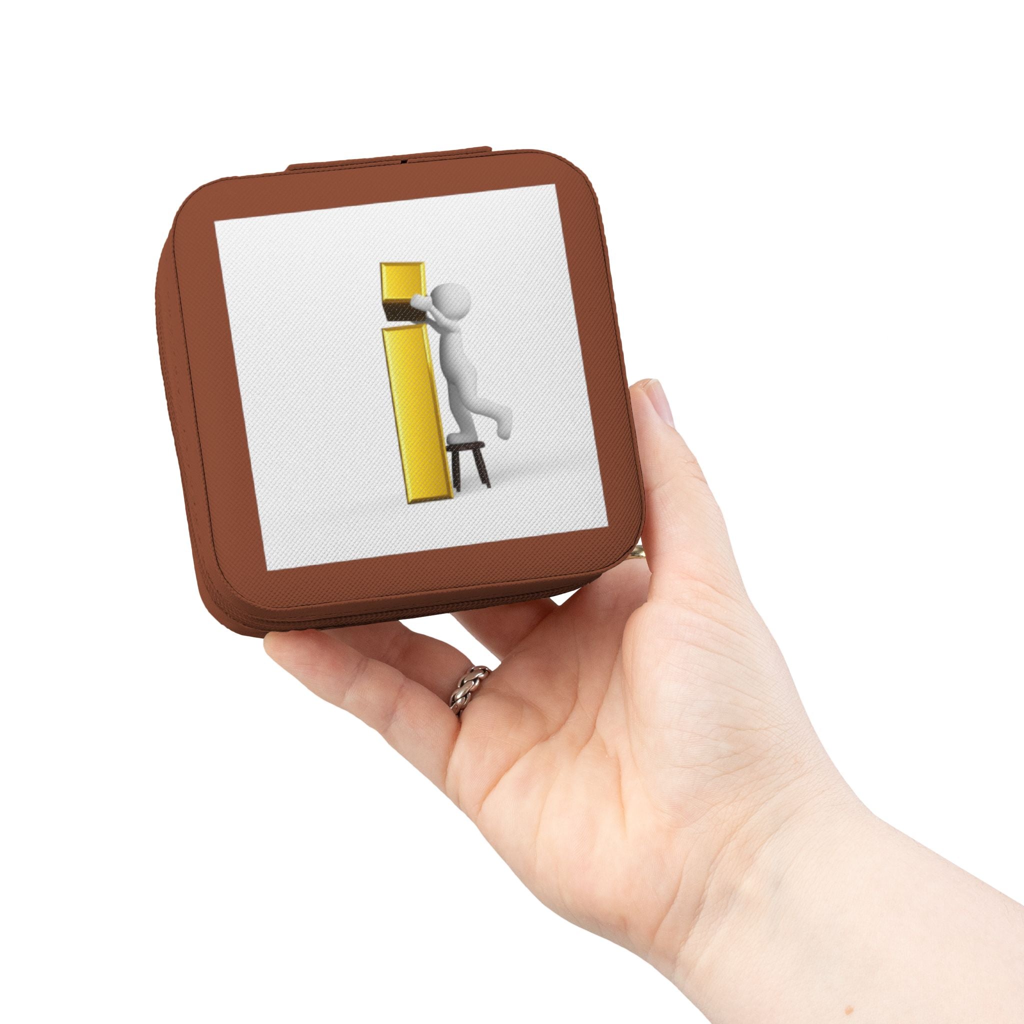 Minimalist 3D Figure Monogram Jewelry Travel Case | Compact Velvet Organizer