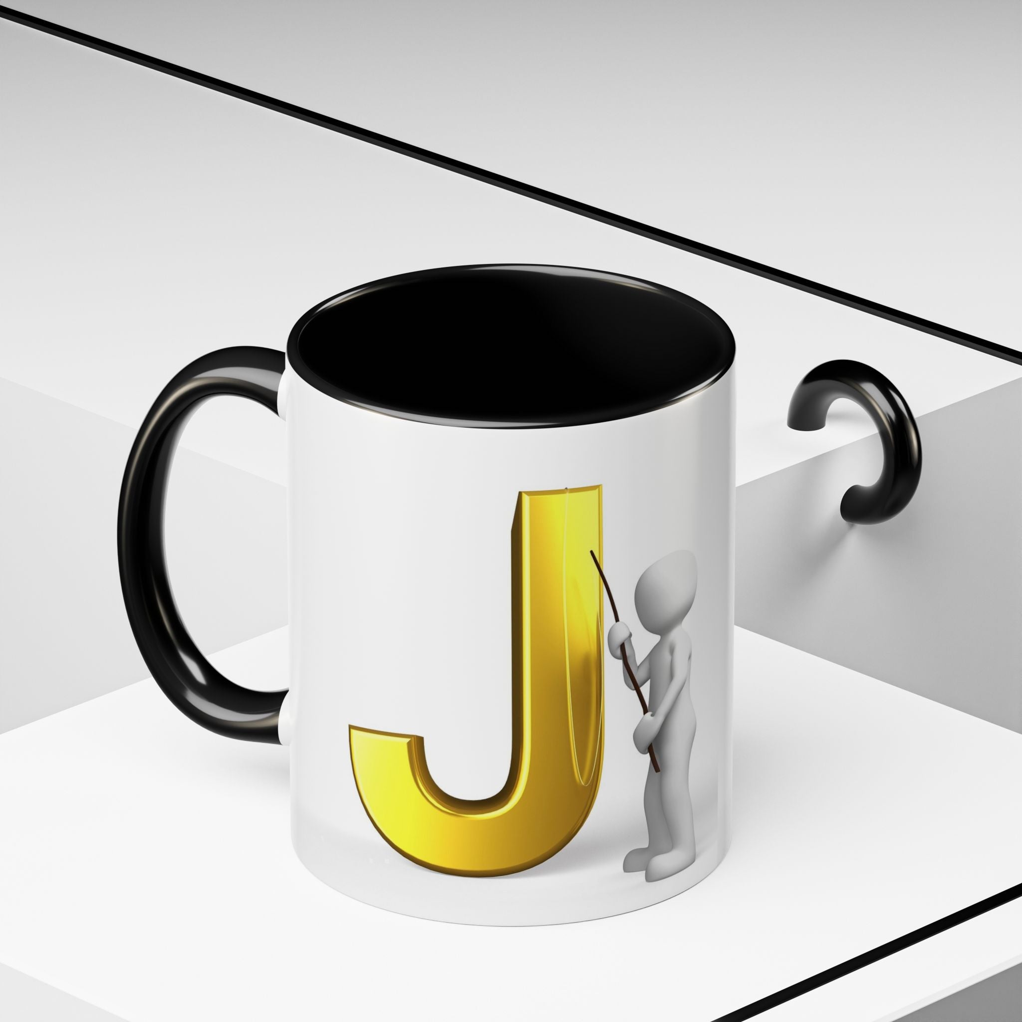 Gold Buchstabe J Monogramm Tasse Akzent Kaffeetasse | Initial J Tasse
