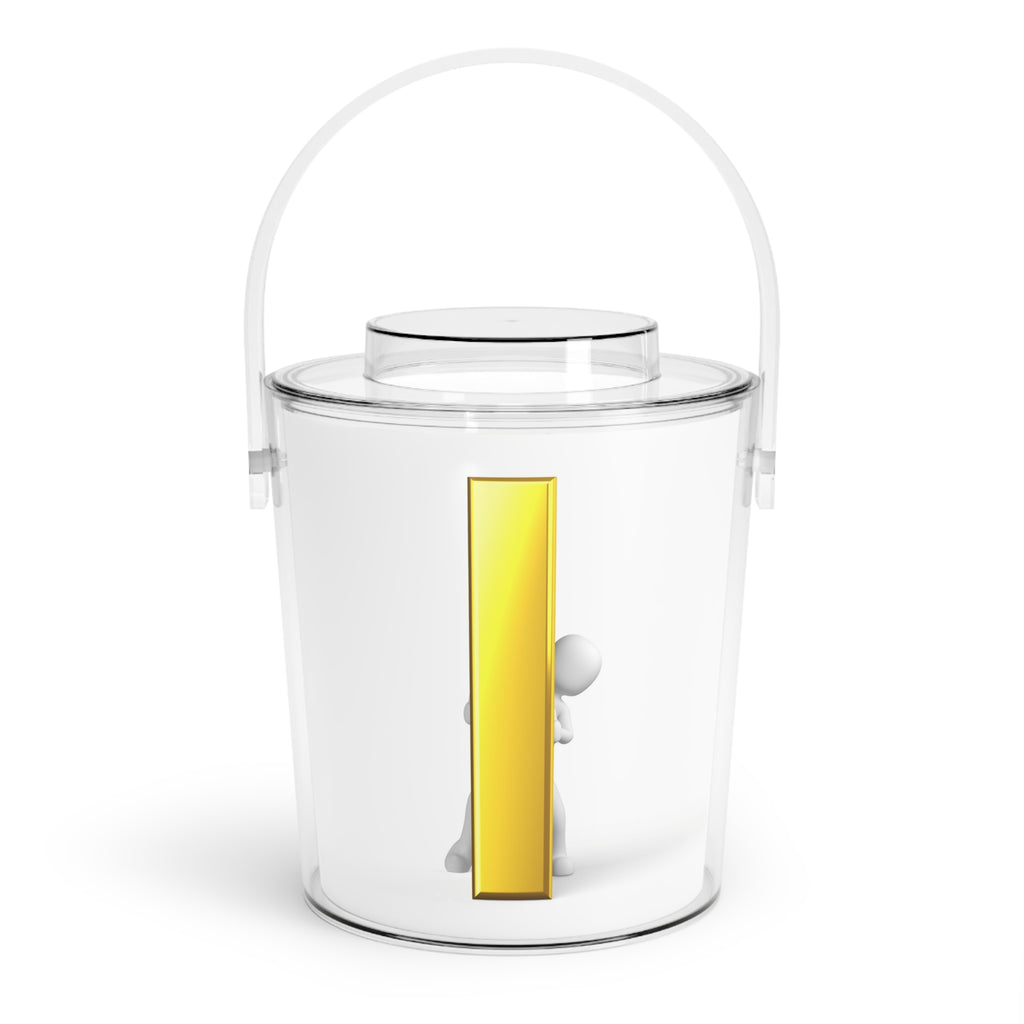 Gold Letter I Ice Bucket with Tongs | Cocktail Bar Accessory