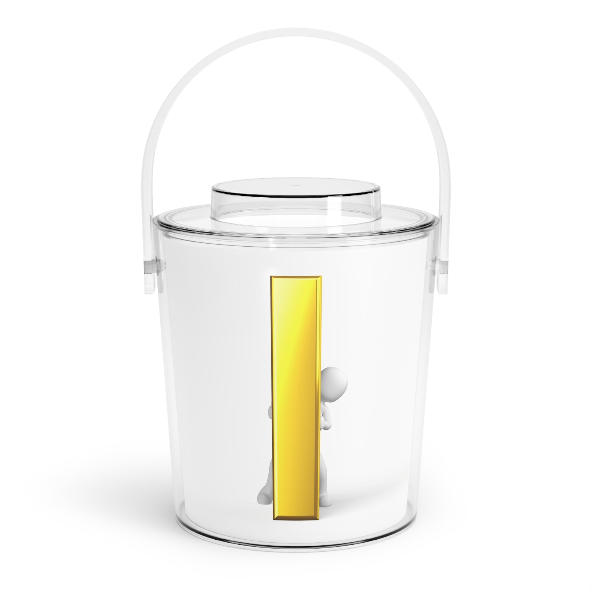 Gold Letter I Ice Bucket with Tongs | Cocktail Bar Accessory