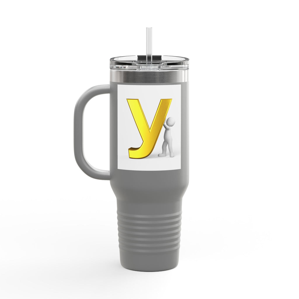 Yellow Letter Y Monogram Travel Mug | 40oz Insulated Tumbler