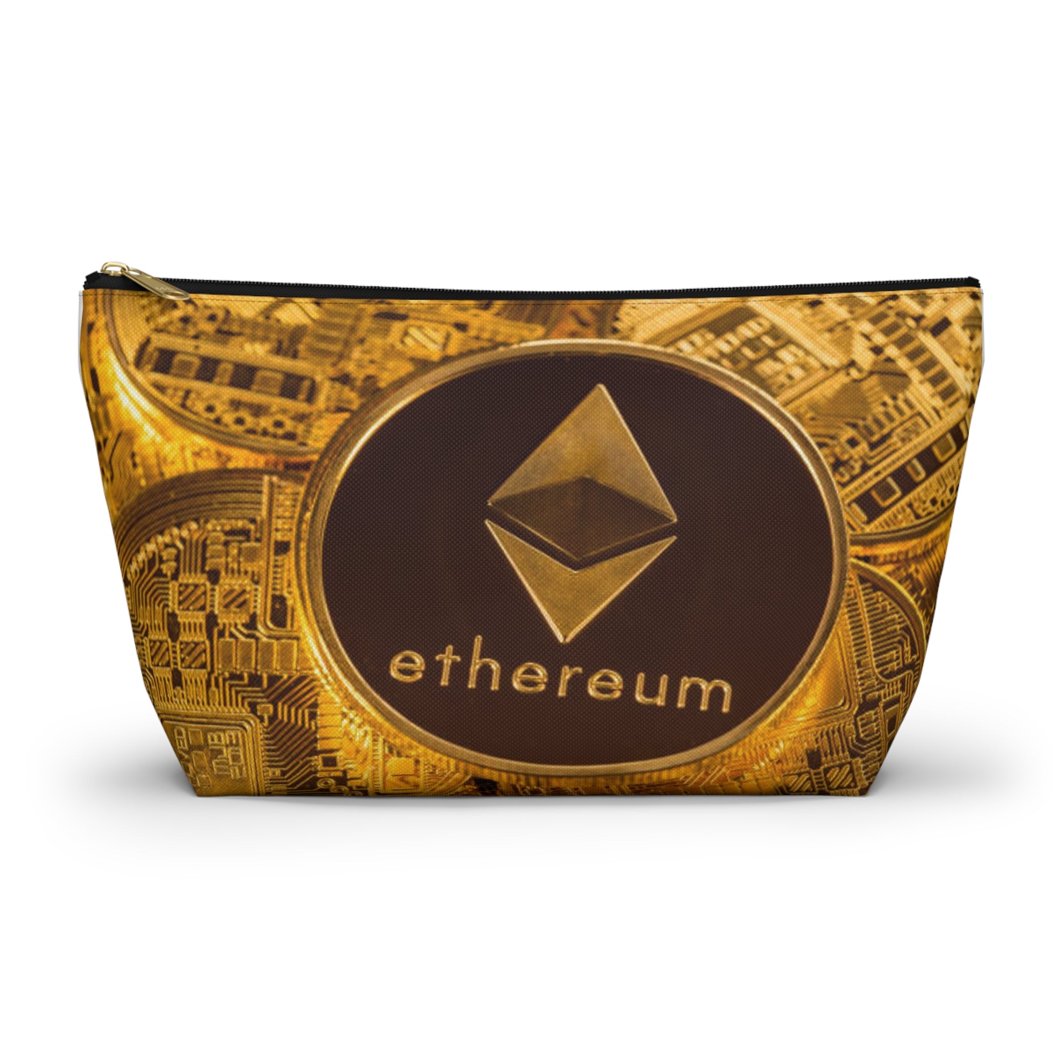 Trousse à accessoires Ethereum Coin | Trousse de maquillage crypto, trousse zippée à fond plat