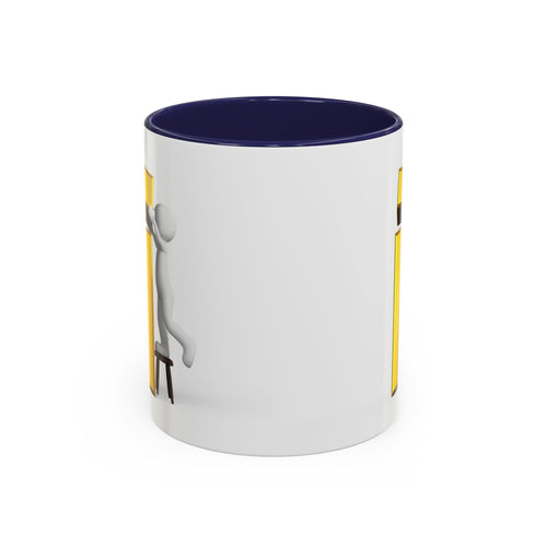 Mug avec lettre « i » dorée en 3D et figurine d'escalade | Tasse à café avec anse de couleur
