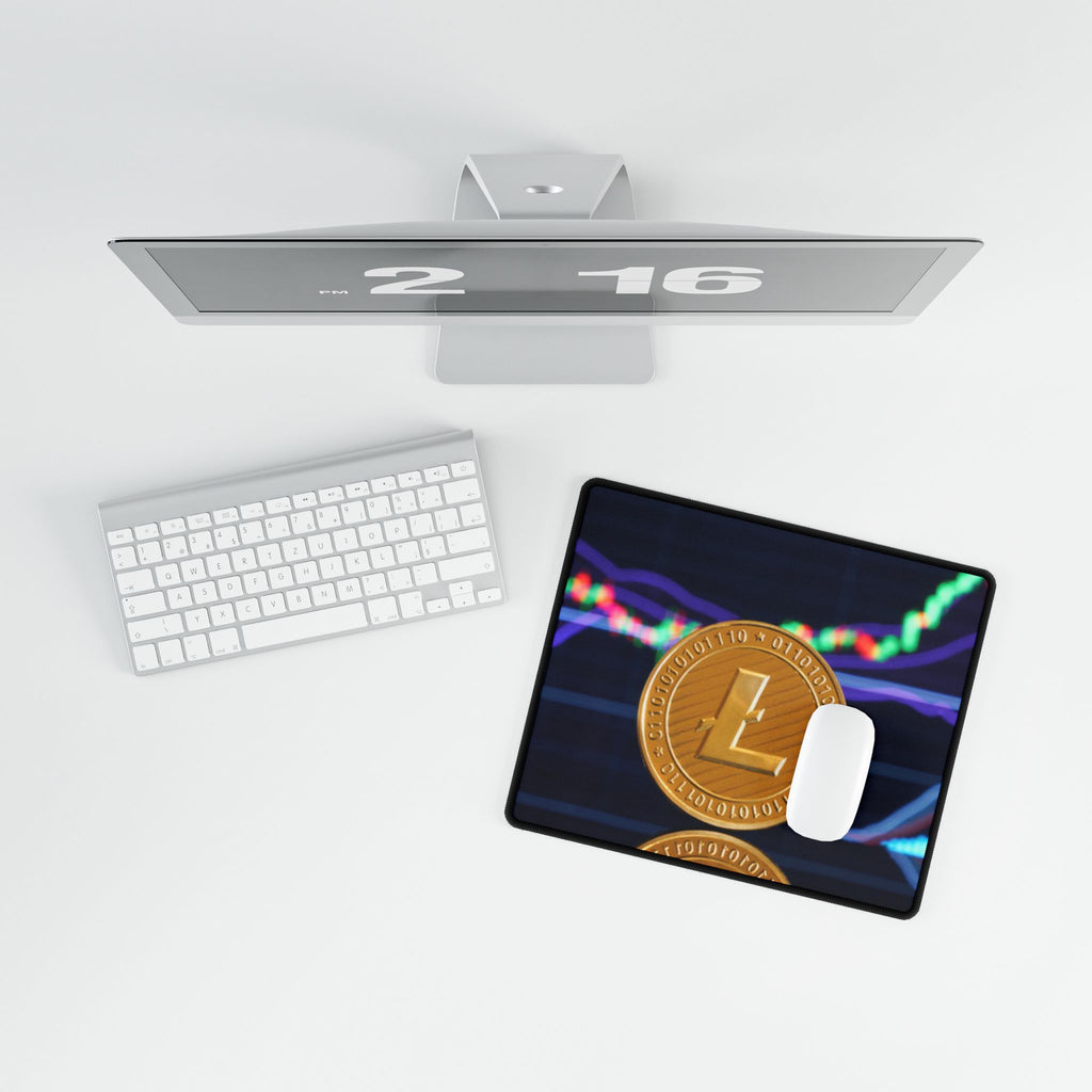Litecoin coin with crypto chart Desk Mat | Cryptocurrency gaming deskpad
