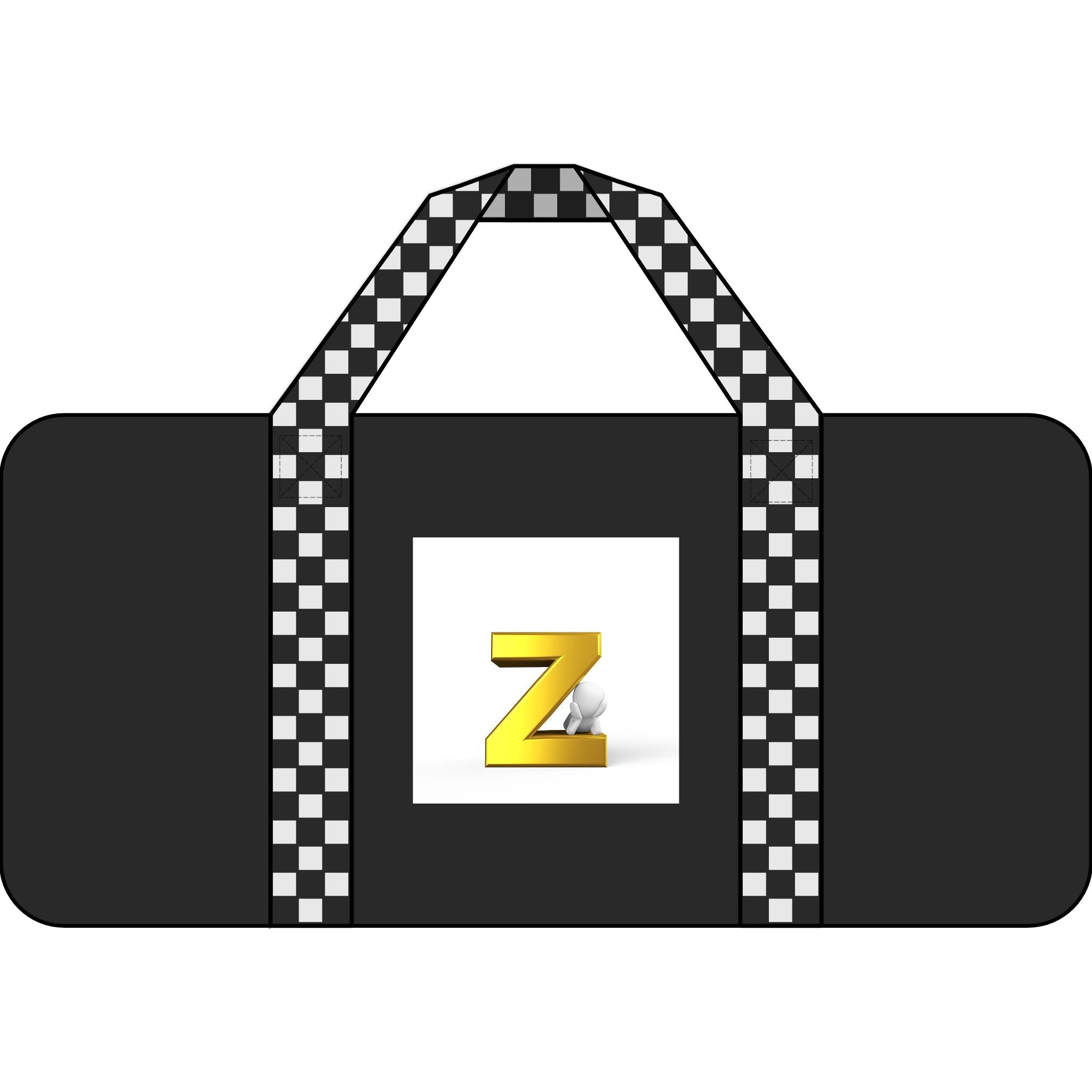 Gold Z Initial Duffel Bag | Checker Strap, Black Camo Travel Bag