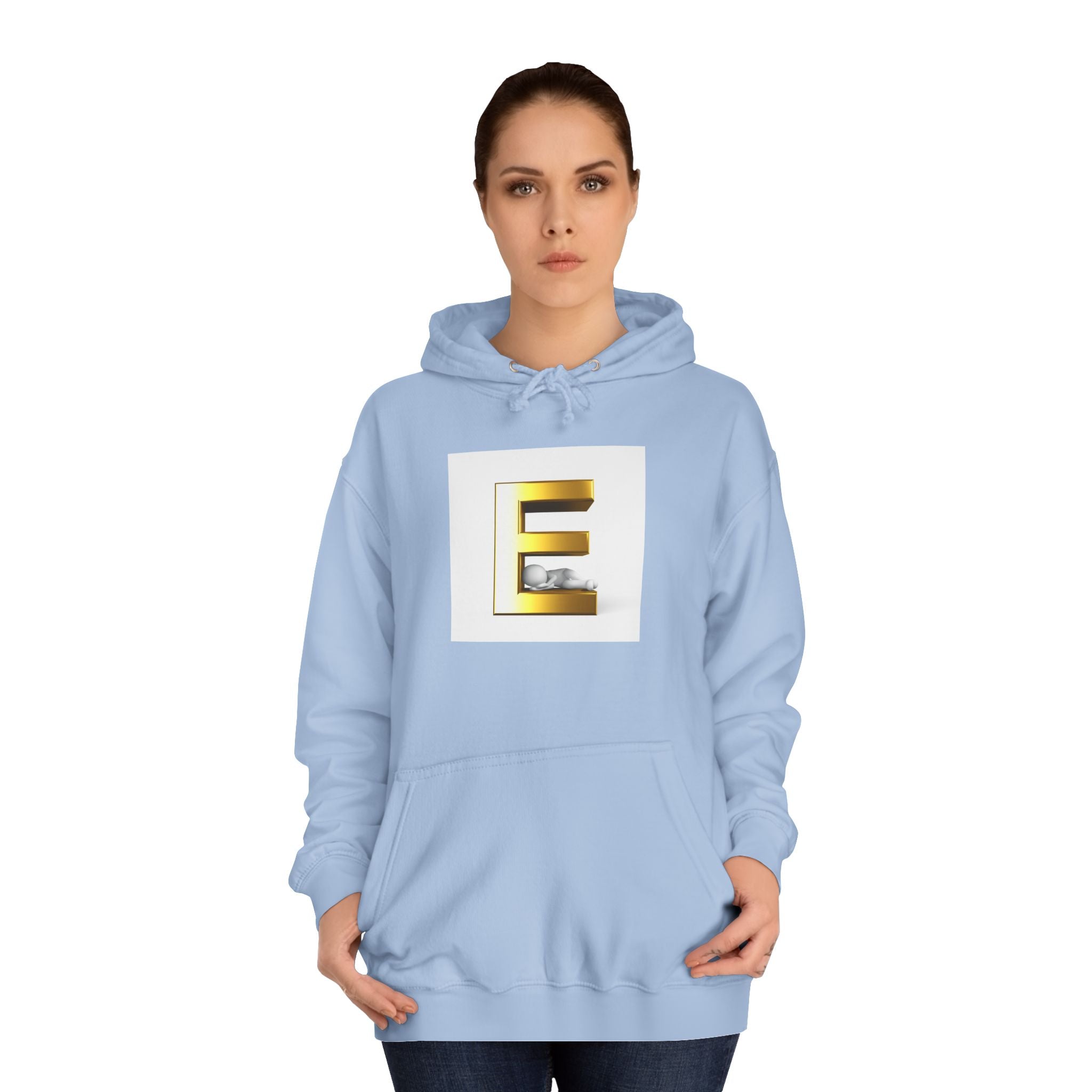 Gold 3D Letter E Hoodie | Monogram Initial Sweatshirt