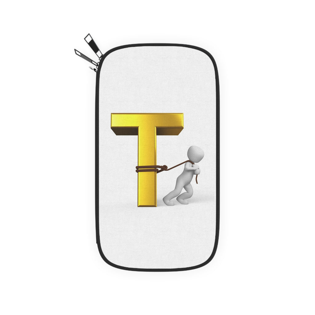 Stick Figure Struggling with Gold T, Passport Wallet | Travel Document Holder