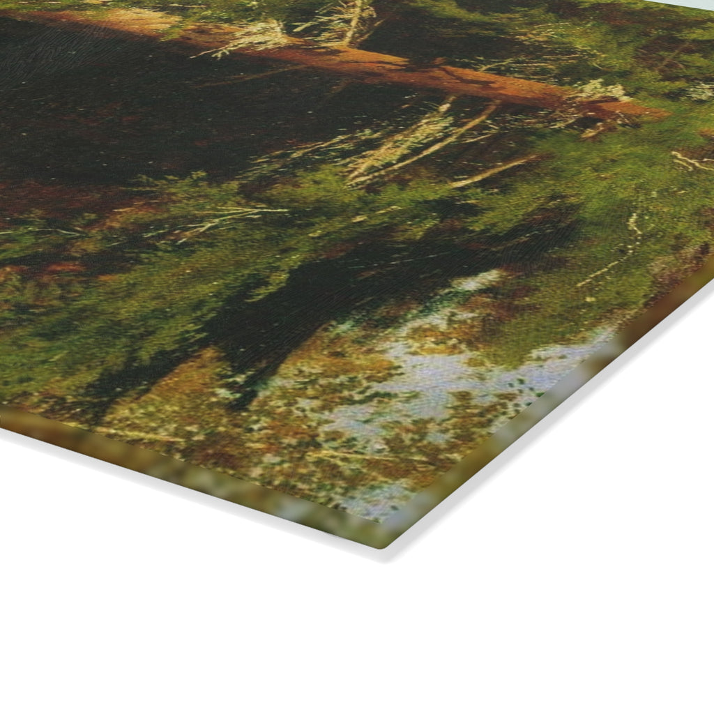 Forest Path Painting Glass Cutting Board | Woodland Landscape Art