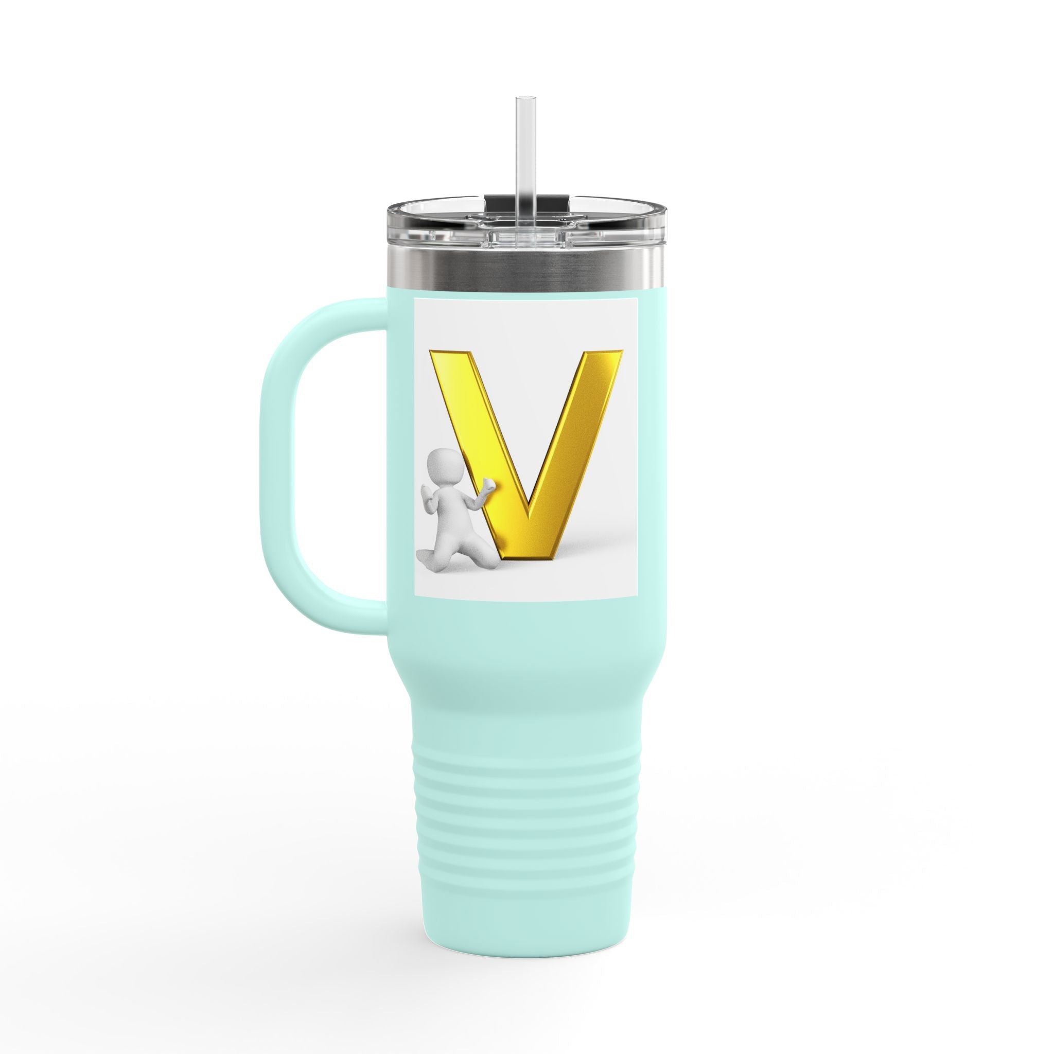 3D Letter V Design Travel Mug | 40oz Insulated Tumbler