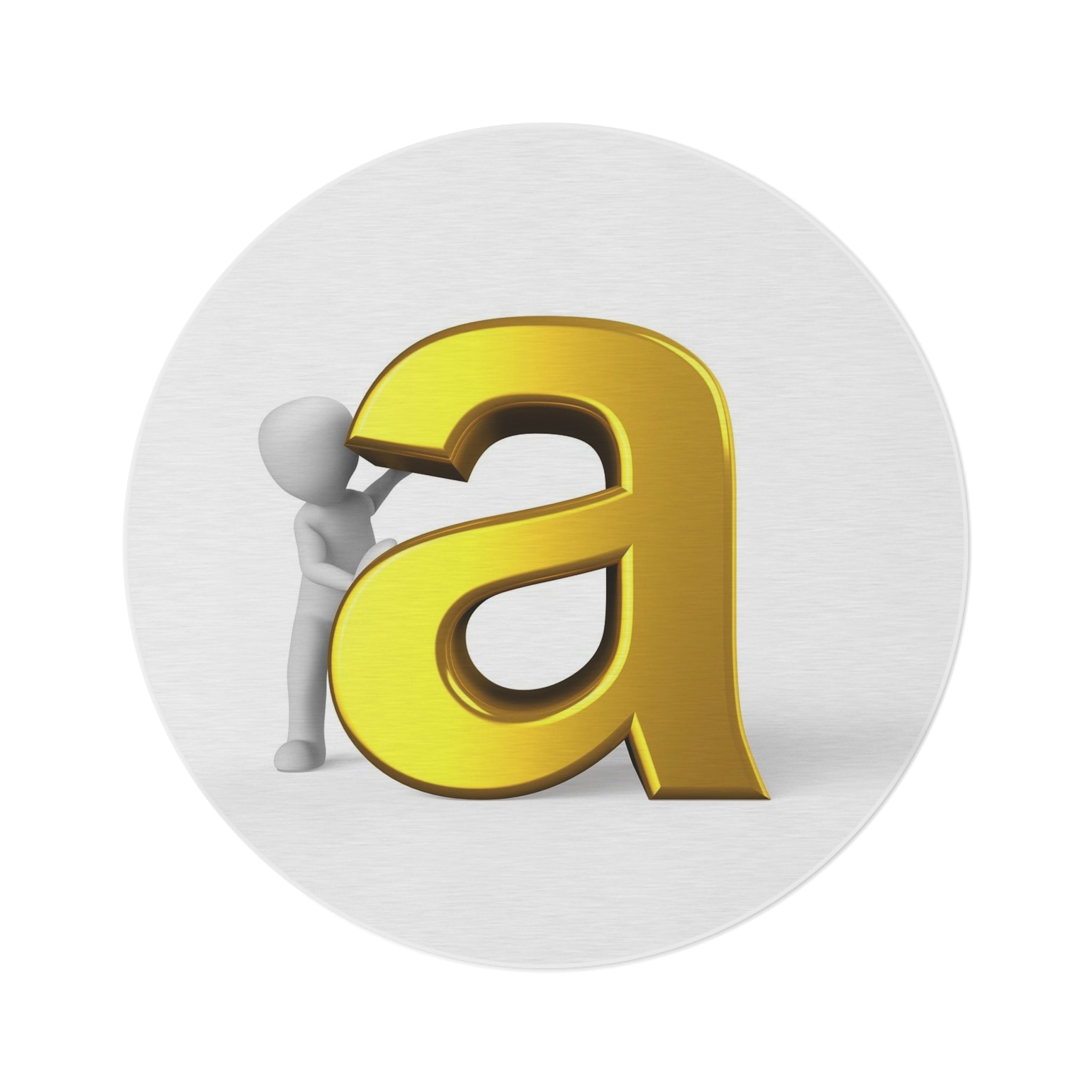 Gold Letter A with Figure Round Rug | Monogram Initial Decor