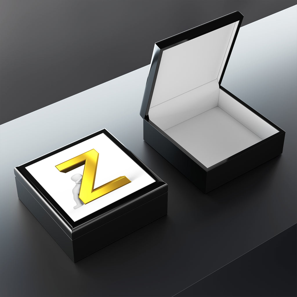 Gold Letter Z Monogram Jewelry Box | Personalized Initial Keepsake