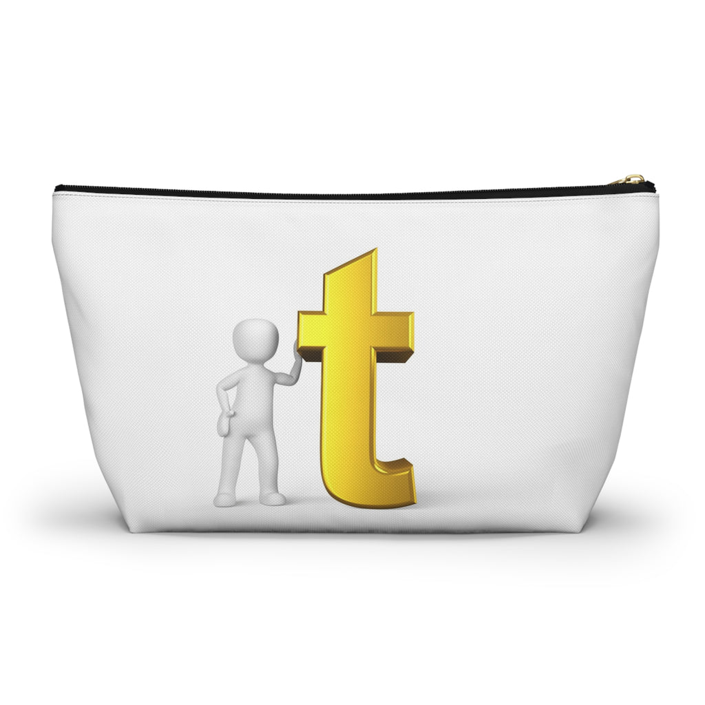 Gold Letter T Monogram Accessory Pouch | T-Bottom Makeup Bag