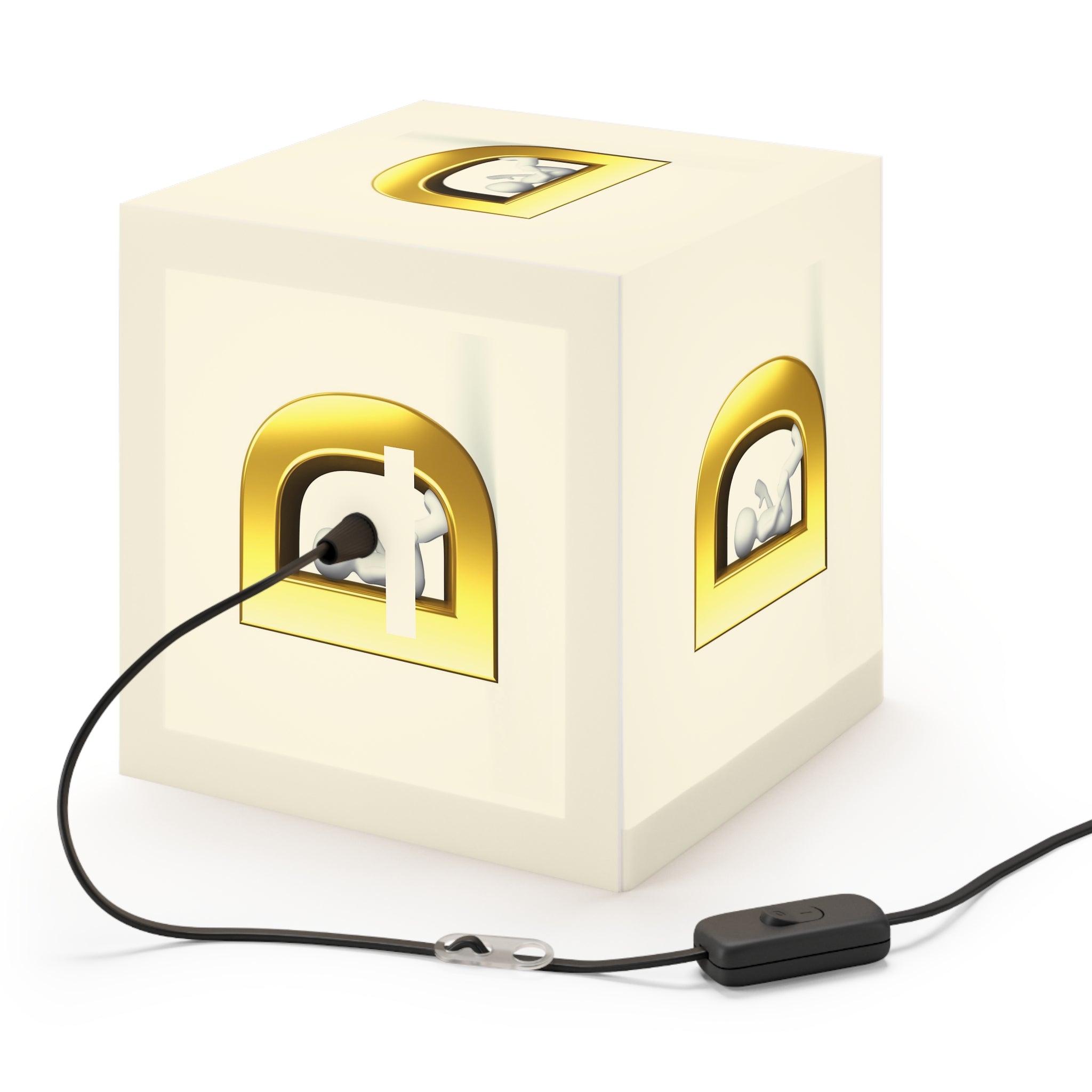Golden Letter D Light Cube Lamp | Monogram Initial Table Lamp