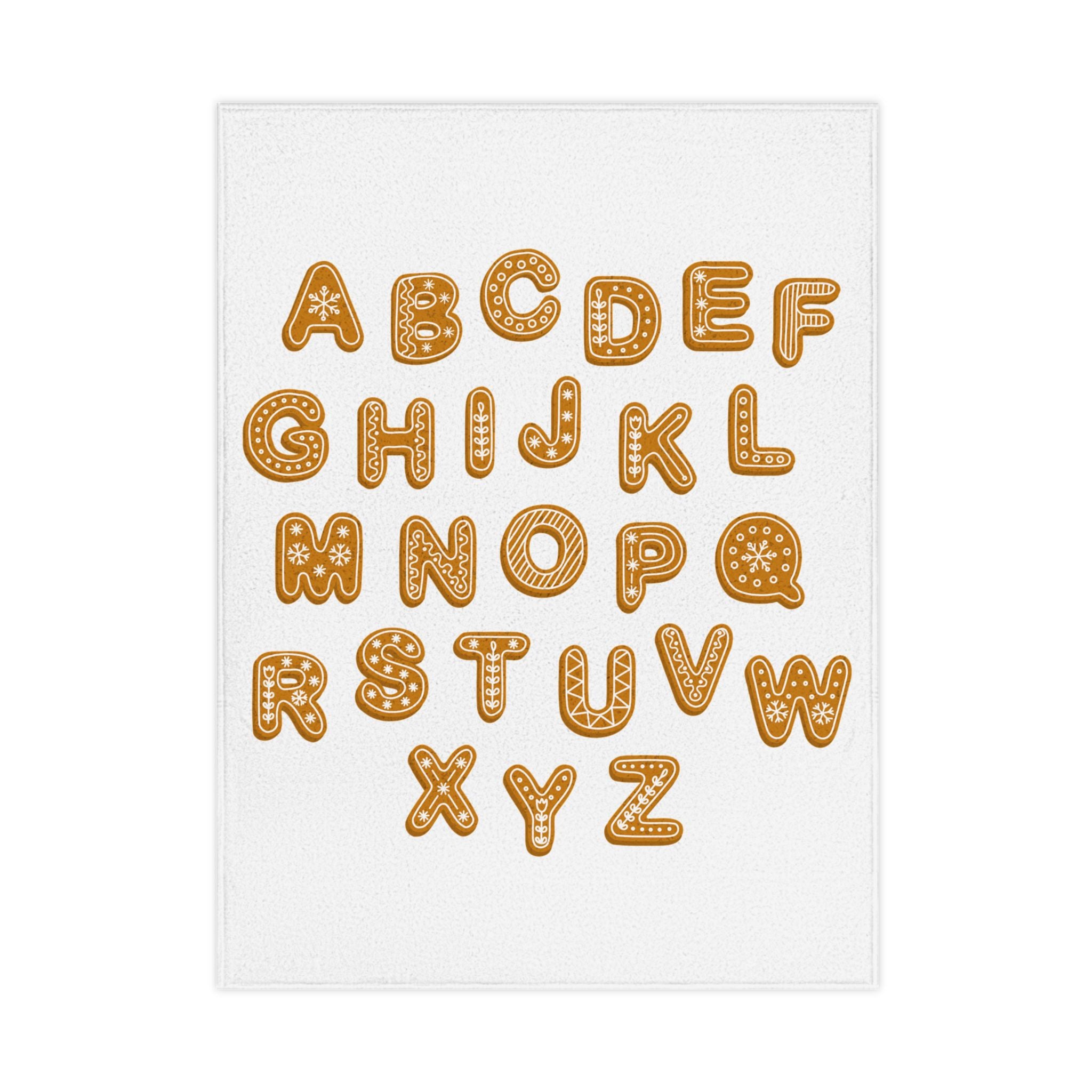 Gingerbread Alphabet Toddler Blanket | Letter ABC Nursery Decor