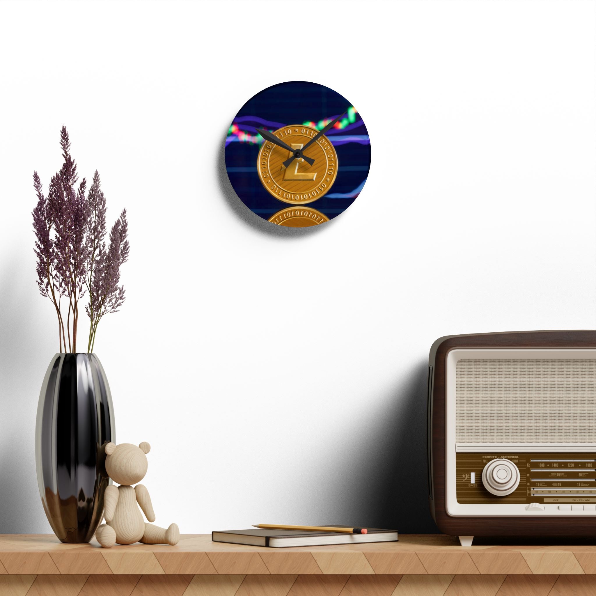 Litecoin Coin Crypto Wall Clock | Acrylic
