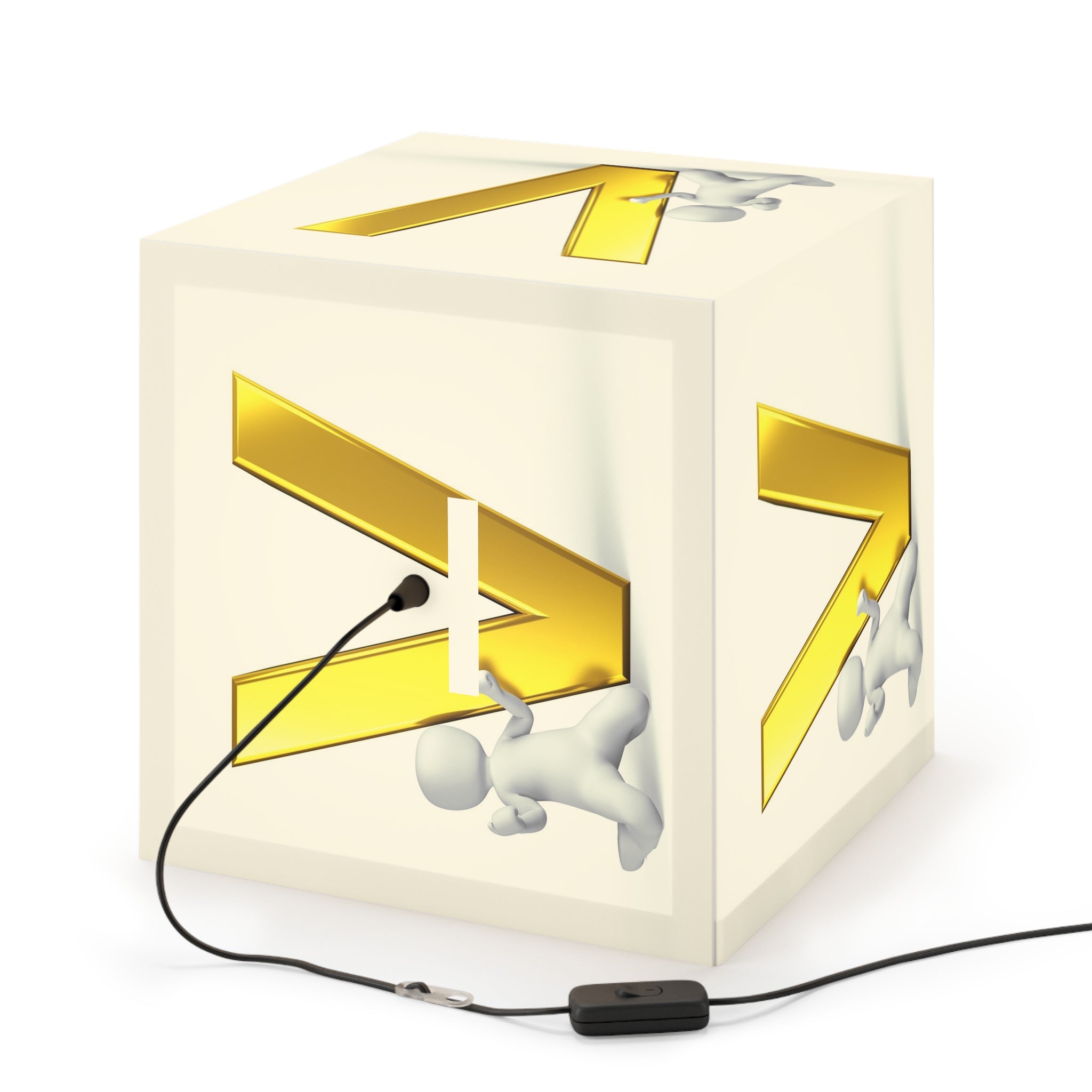 Light Cube Lamp | Gold Letter V