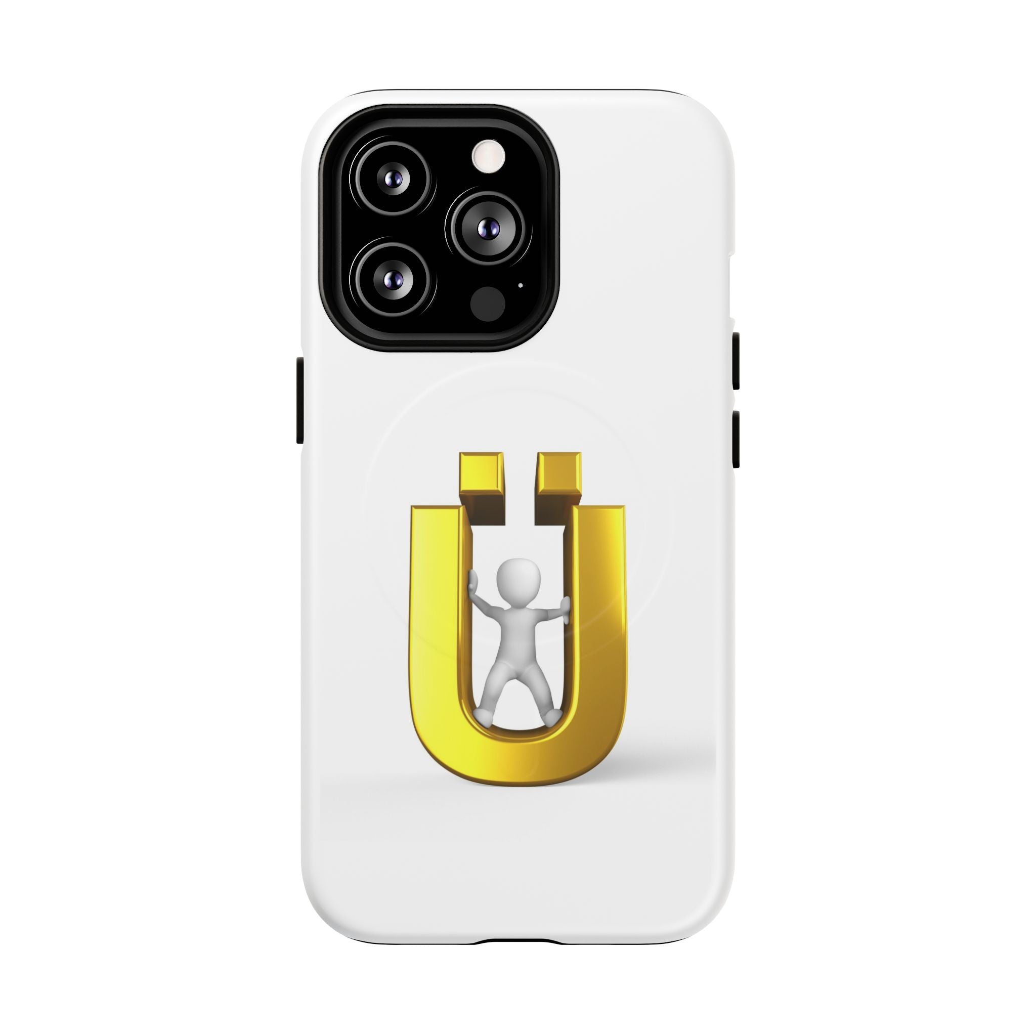 Coque de téléphone à logo lettre Ü dorée | Coque magnétique robuste