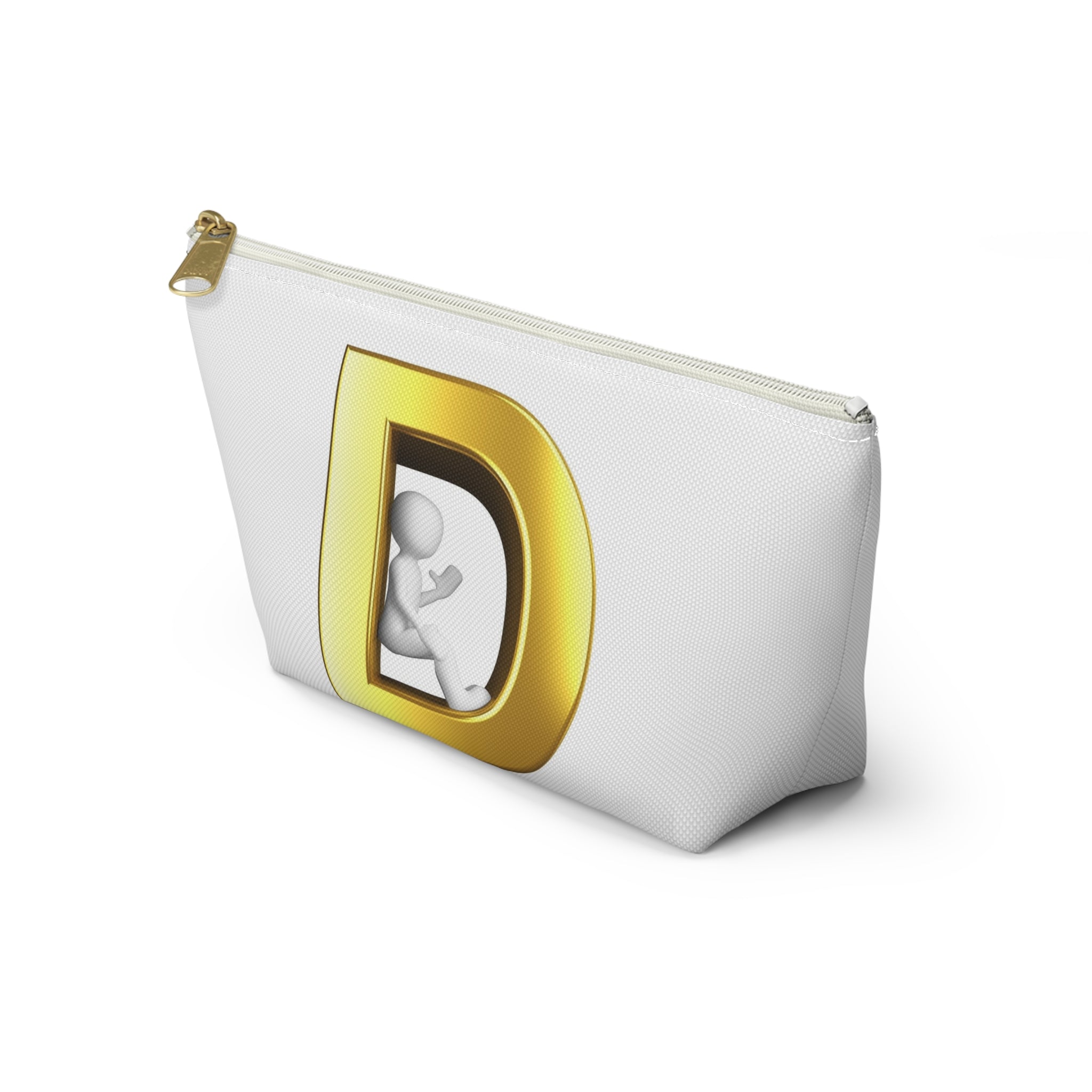 Gold Letter D with 3D Figure Accessory Pouch