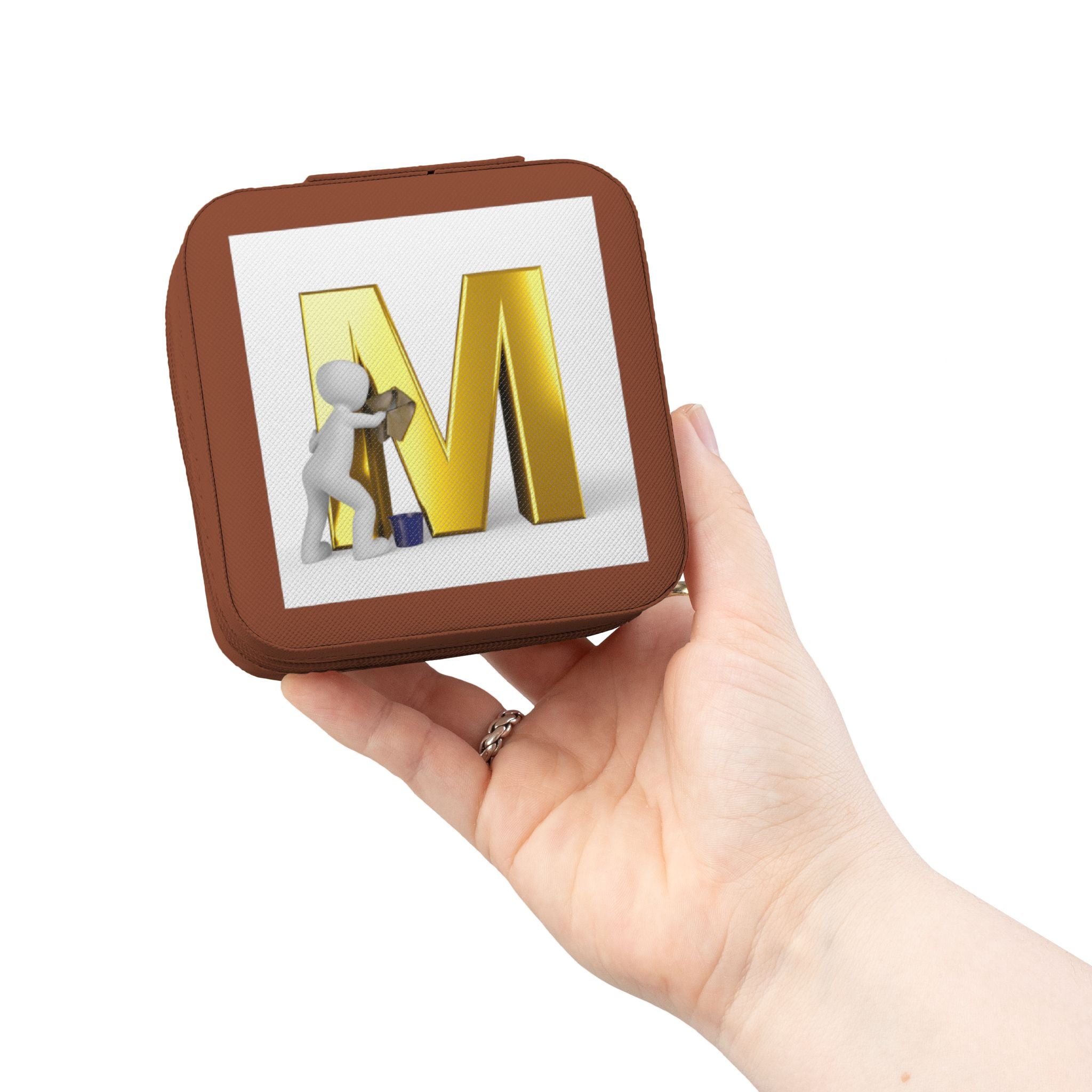 Monogram M Jewelry Travel Case | Compact Velvet Organizer | Portable Ring Earring Box